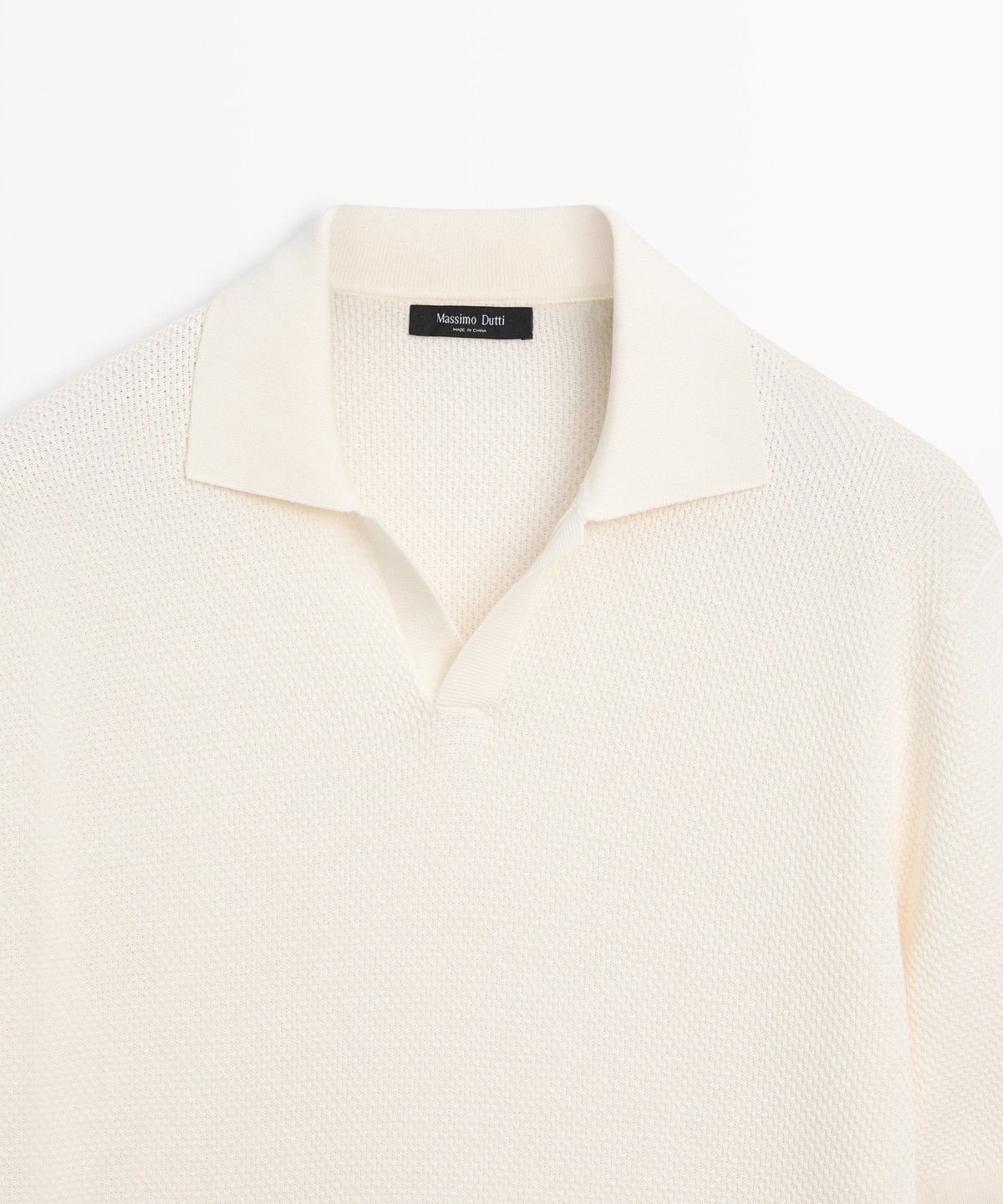 마시모두띠(MASSIMO DUTTI) 코튼 블렌드 브이넥 니트 폴로 셔츠