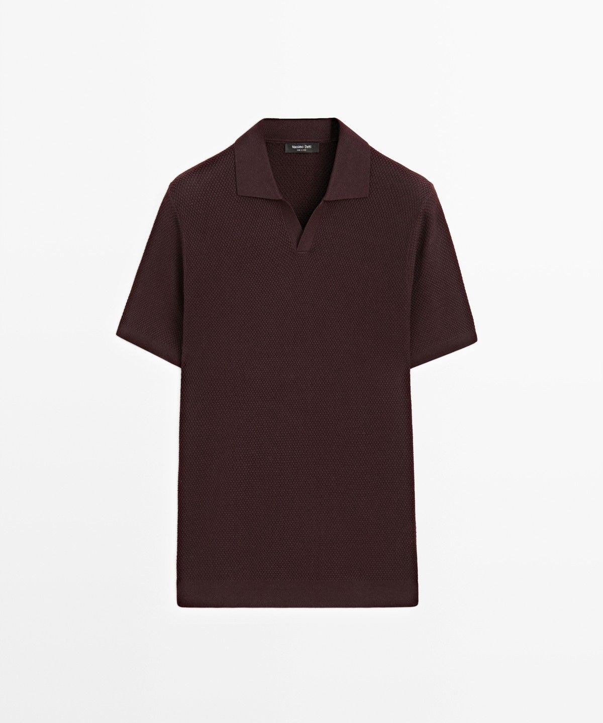 마시모두띠(MASSIMO DUTTI) 코튼 블렌드 브이넥 니트 폴로 셔츠