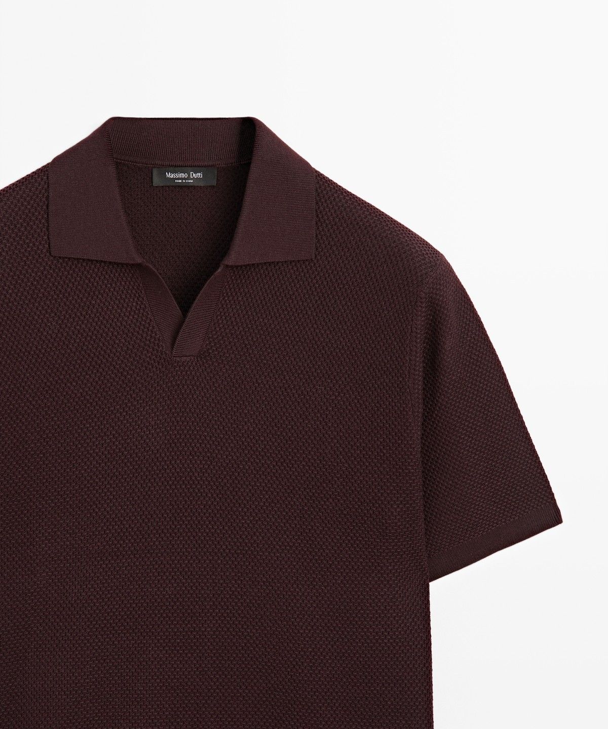 마시모두띠(MASSIMO DUTTI) 코튼 블렌드 브이넥 니트 폴로 셔츠