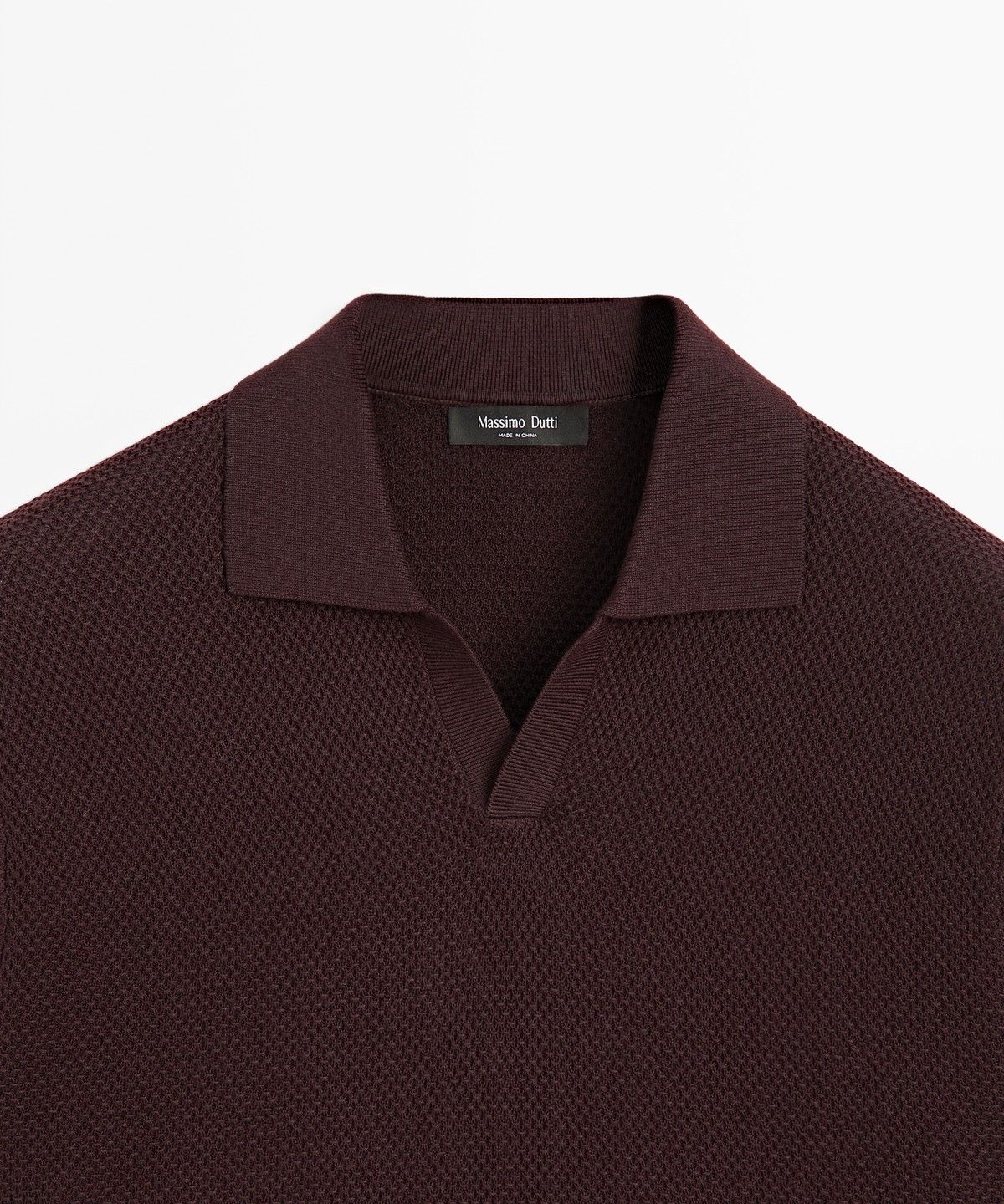 마시모두띠(MASSIMO DUTTI) 코튼 블렌드 브이넥 니트 폴로 셔츠