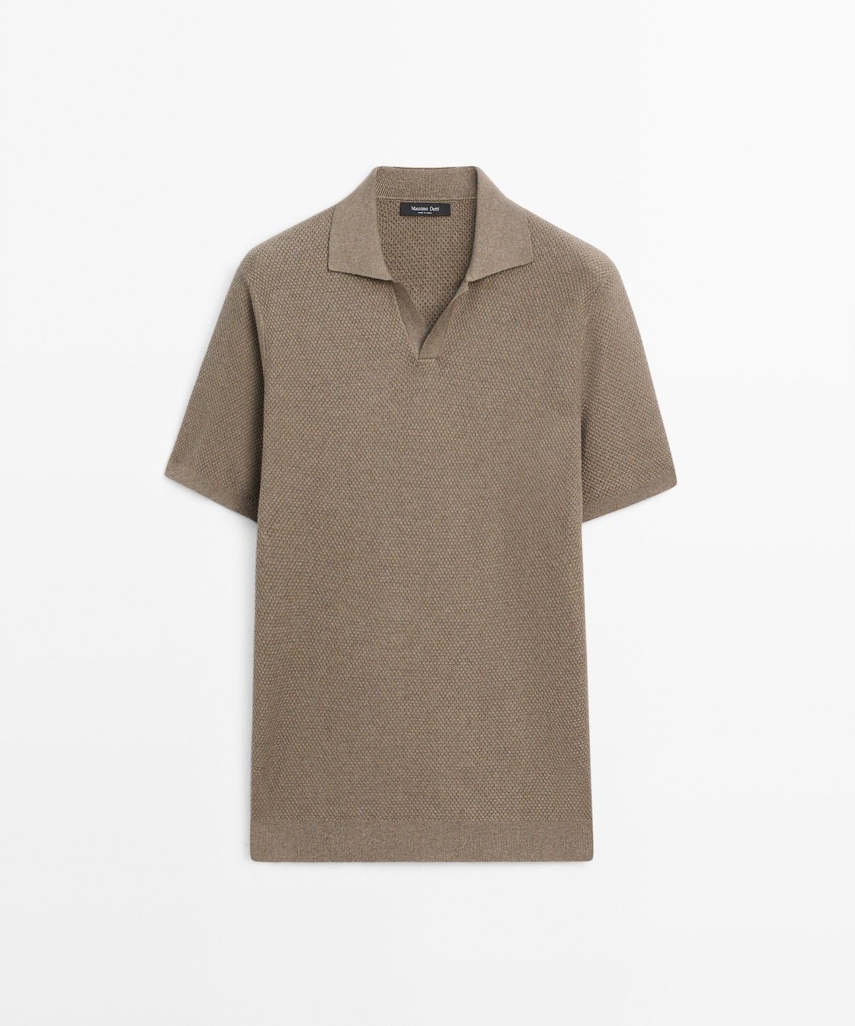 마시모두띠(MASSIMO DUTTI) 코튼 블렌드 브이넥 니트 폴로 셔츠