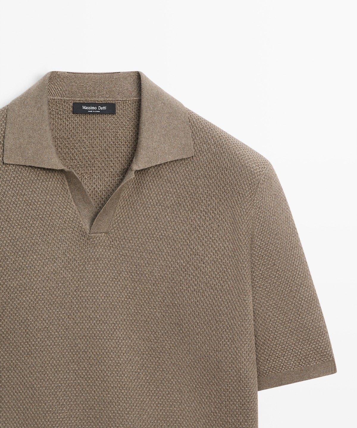 마시모두띠(MASSIMO DUTTI) 코튼 블렌드 브이넥 니트 폴로 셔츠