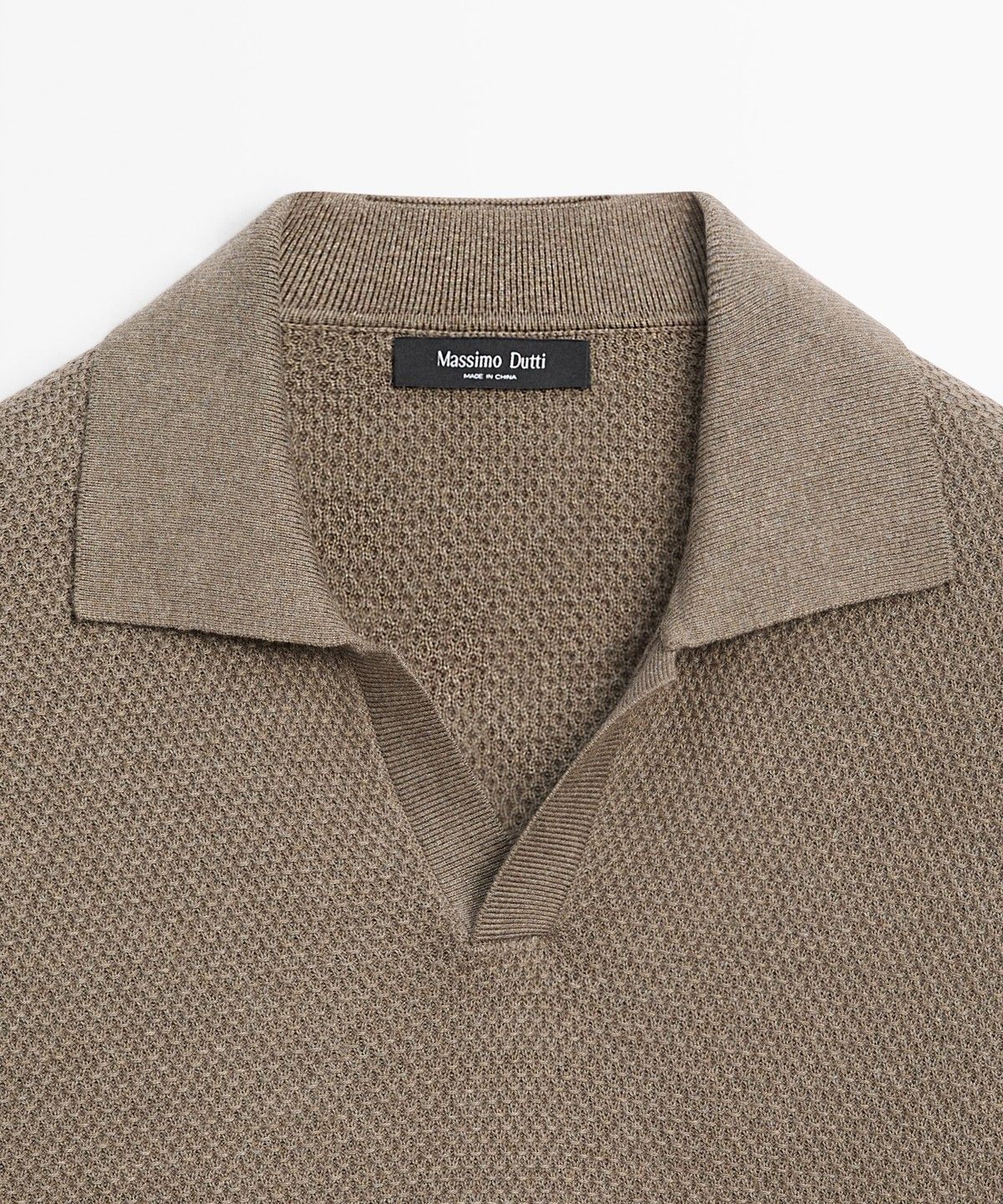 마시모두띠(MASSIMO DUTTI) 코튼 블렌드 브이넥 니트 폴로 셔츠