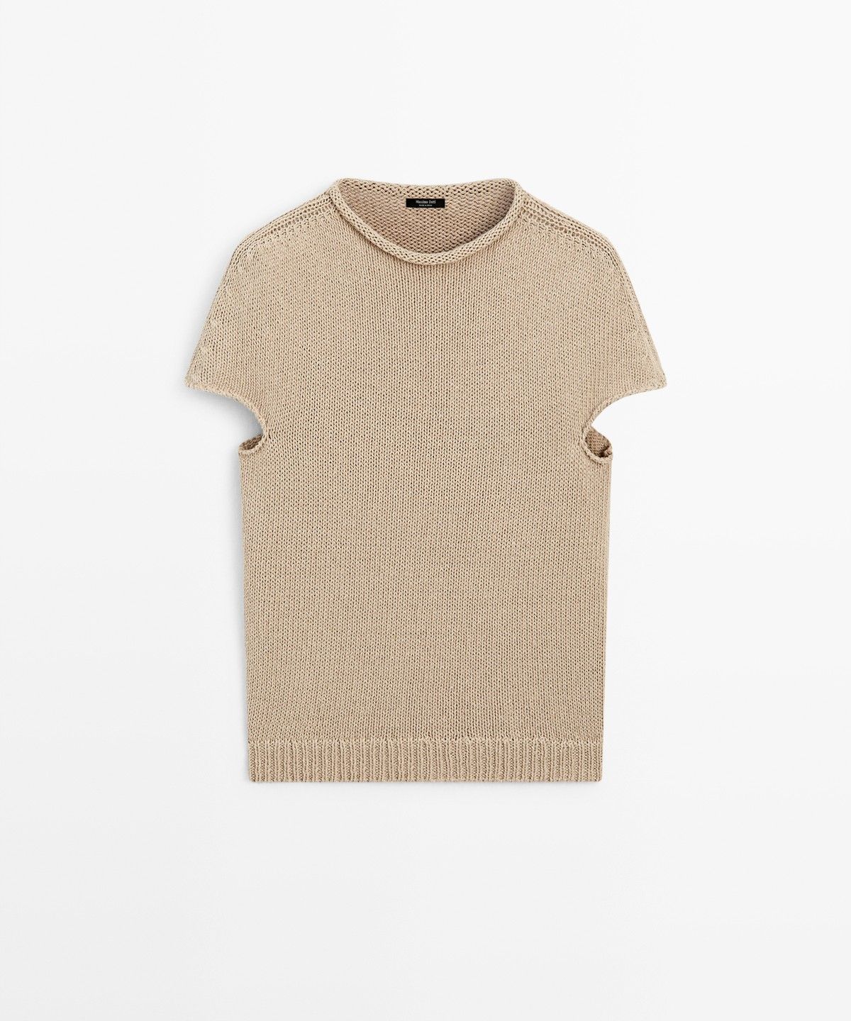 마시모두띠(MASSIMO DUTTI) 코튼 블렌드 롤 넥 반팔 니트