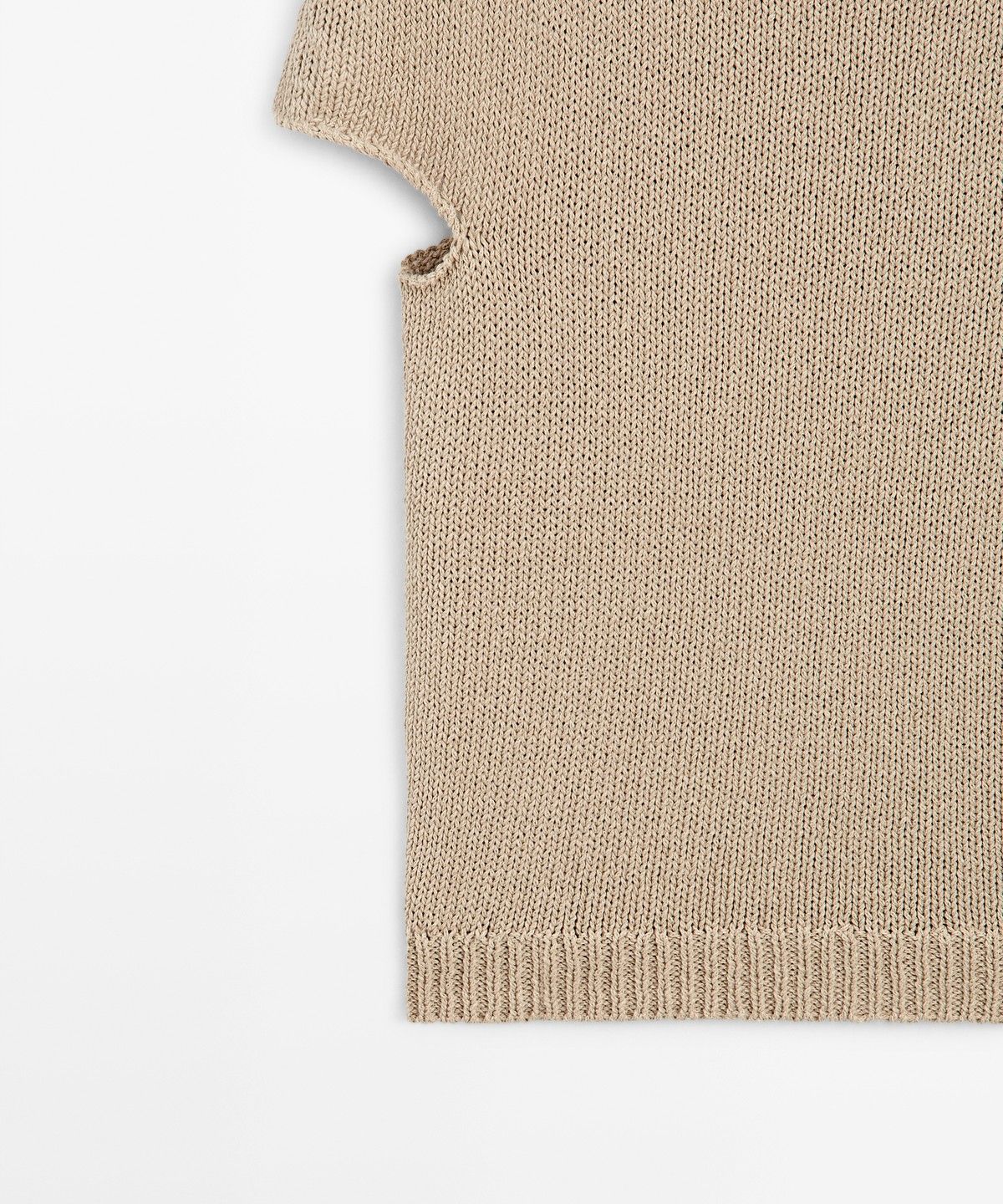 마시모두띠(MASSIMO DUTTI) 코튼 블렌드 롤 넥 반팔 니트