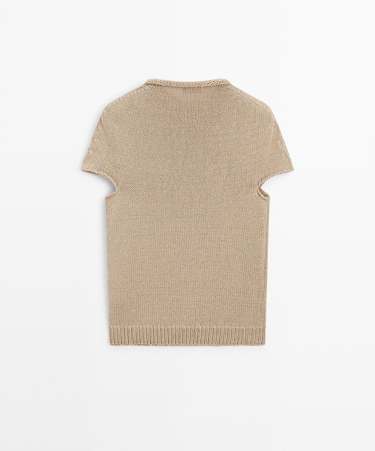 마시모두띠(MASSIMO DUTTI) 코튼 블렌드 롤 넥 반팔 니트