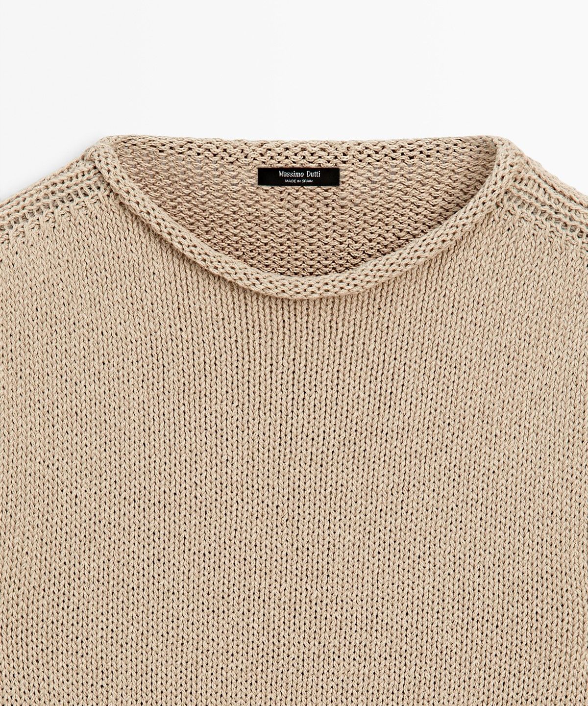 마시모두띠(MASSIMO DUTTI) 코튼 블렌드 롤 넥 반팔 니트