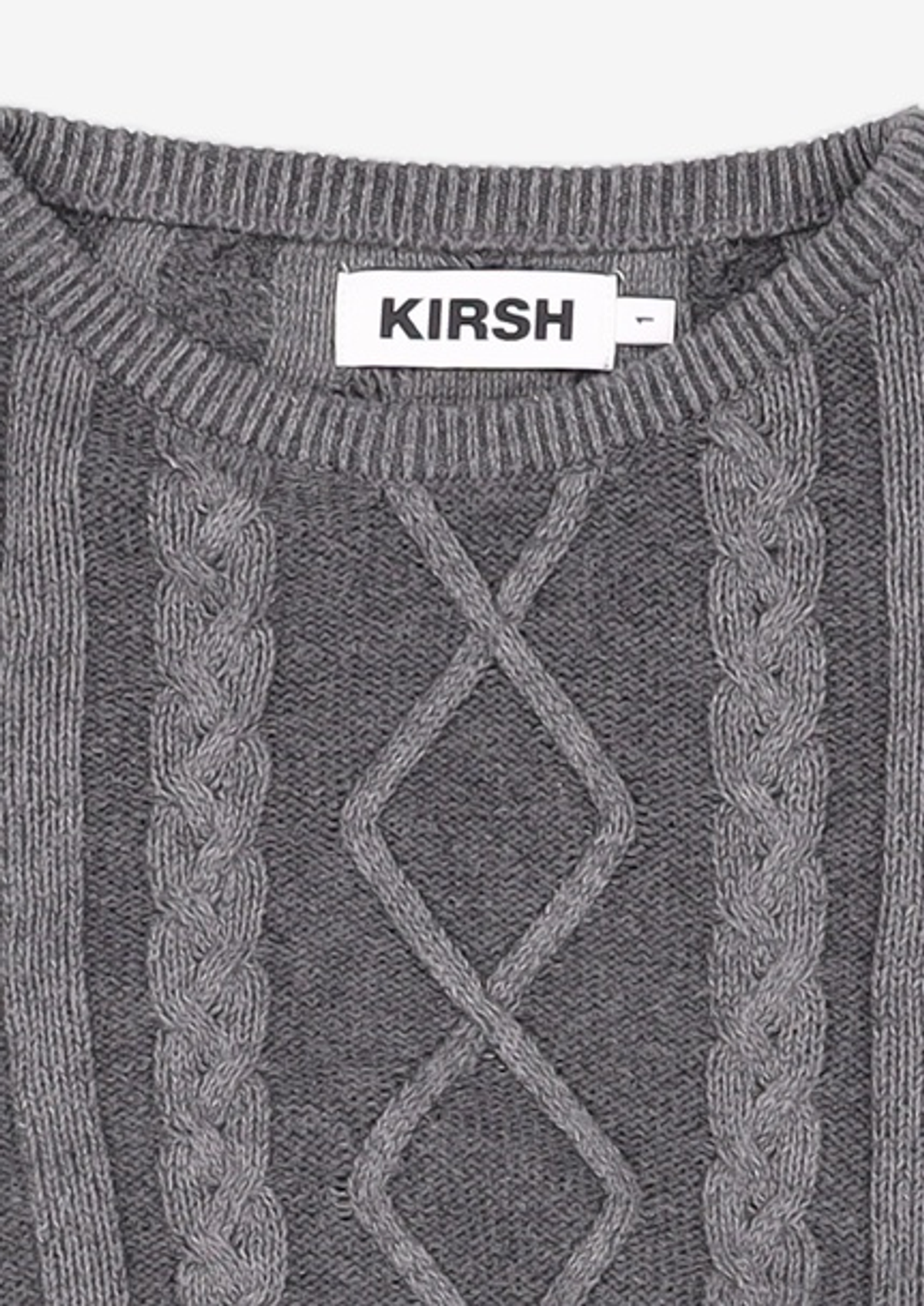 키르시(KIRSH) 스몰 체리 투톤 케이블 크롭 니트 [차콜] 1