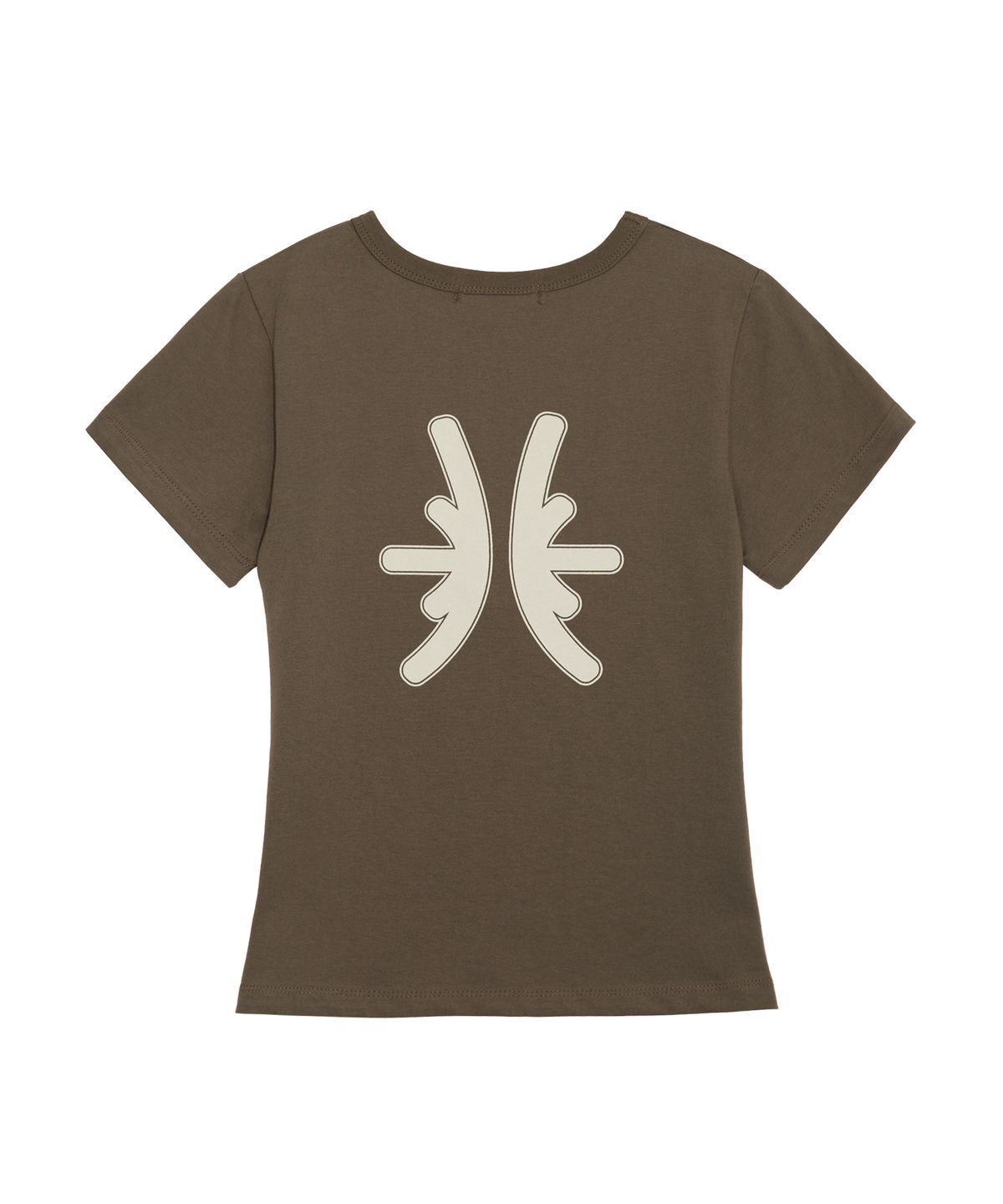 바운더리(BOUNDARY) 데칼코마니 빅로고 백프린팅 반팔티 [카키브라운]