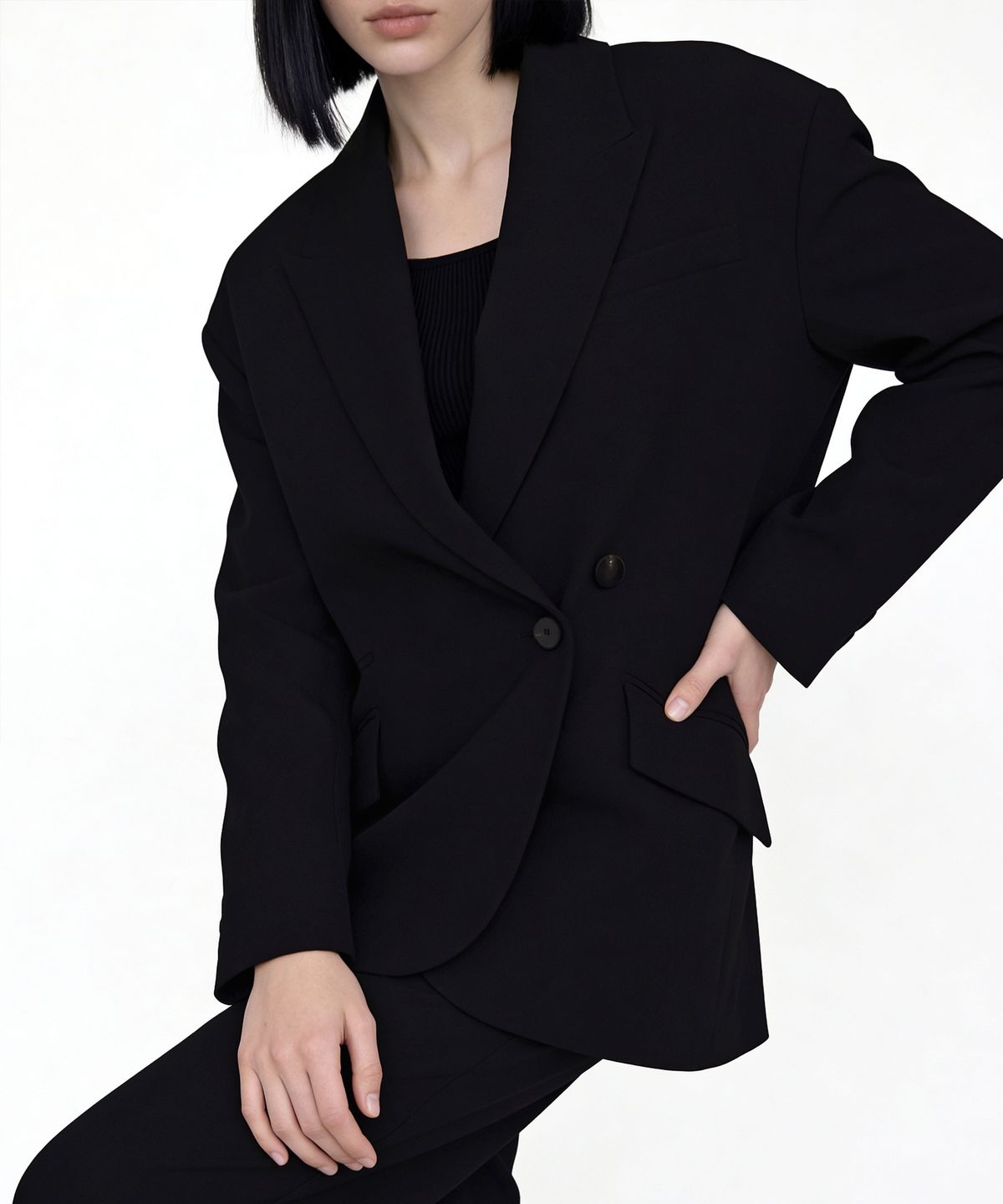 뮤릇(MUUREUT) 듀얼핏 울100 오버핏 자켓 [블랙]