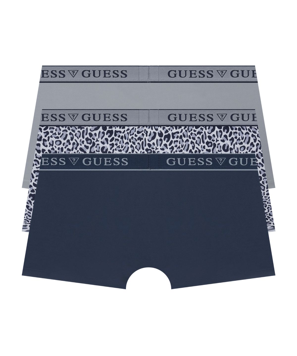 게스언더웨어(GUESS UNDERWEAR) 네이비 호피 드로즈 세트 3PACK (DNV/GY/LGY)