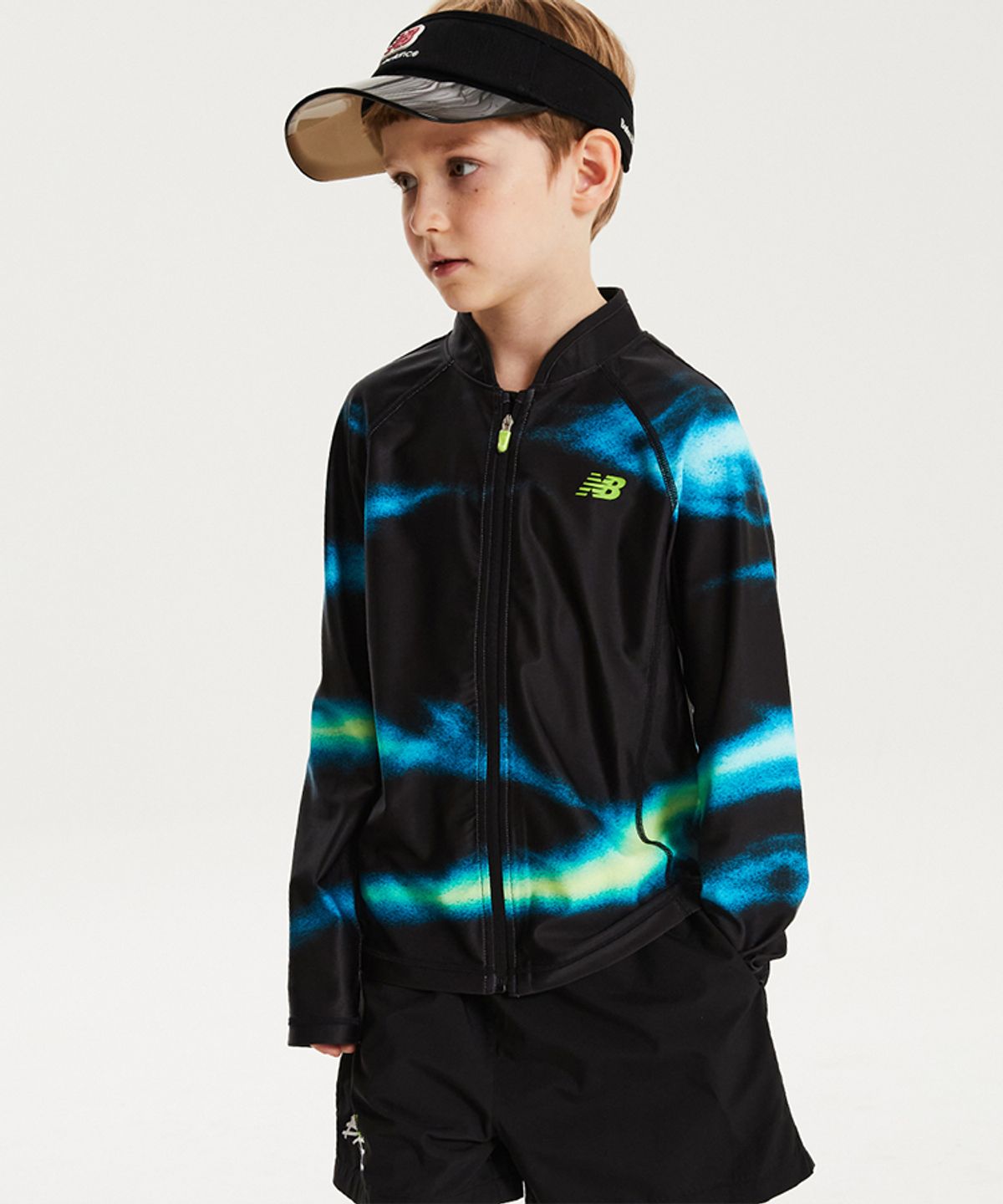 뉴발란스 키즈(NEWBALANCEKIDS) Spotlight Hot Summer_2IN1 아동 패턴 래쉬가드 집업 셋업 NK9RG3971U19