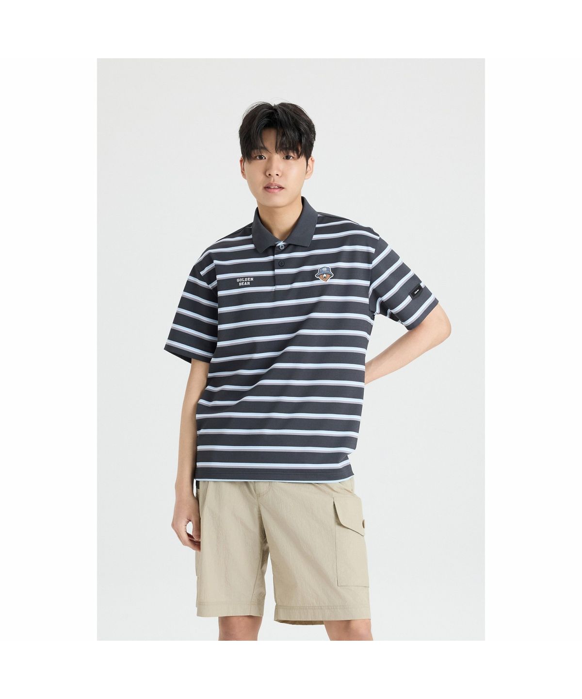 골든베어(GOLDEN BEAR) (M) Striped Pique T-shirt G4TAM26421NYX