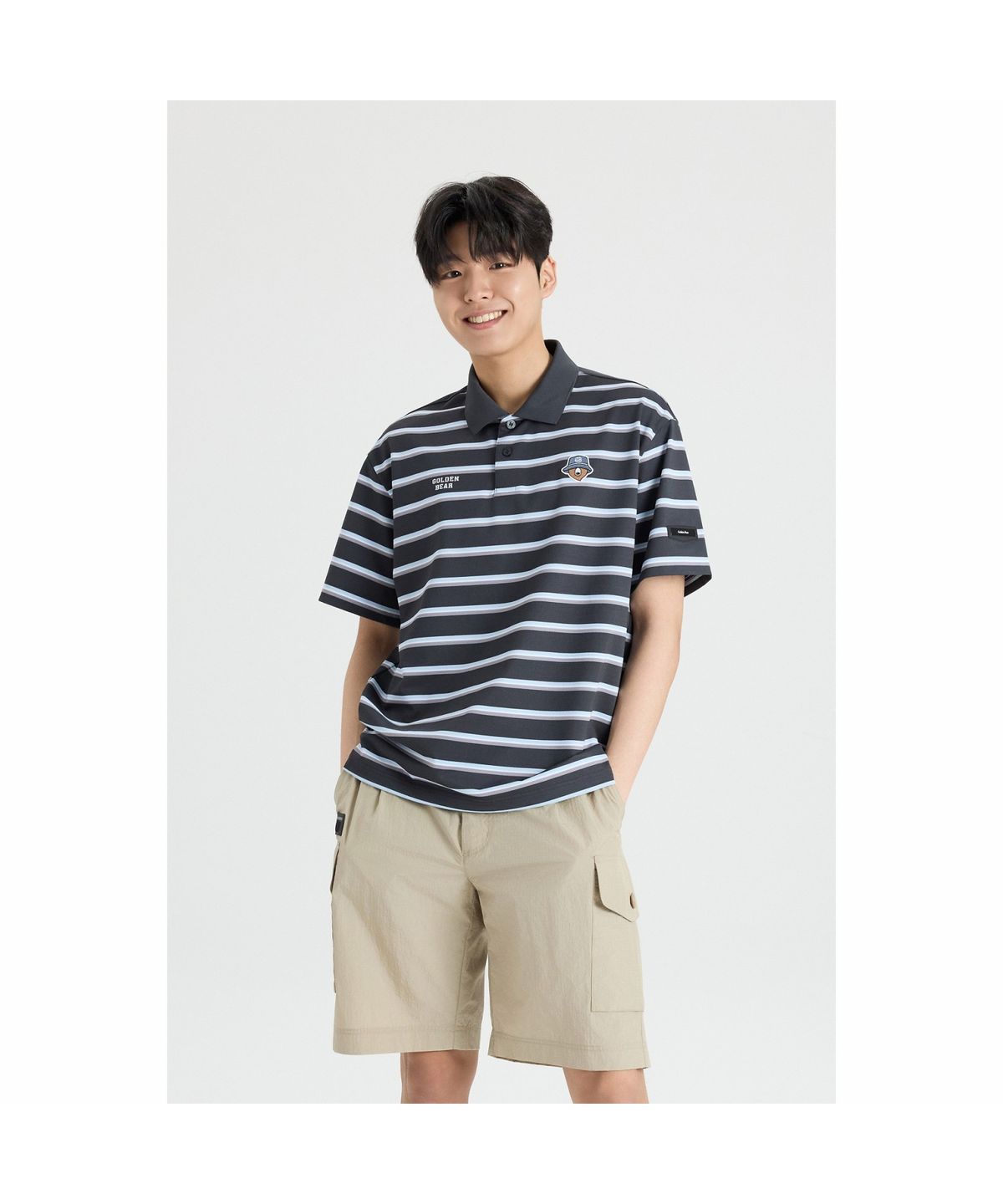 골든베어(GOLDEN BEAR) (M) Striped Pique T-shirt G4TAM26421NYX