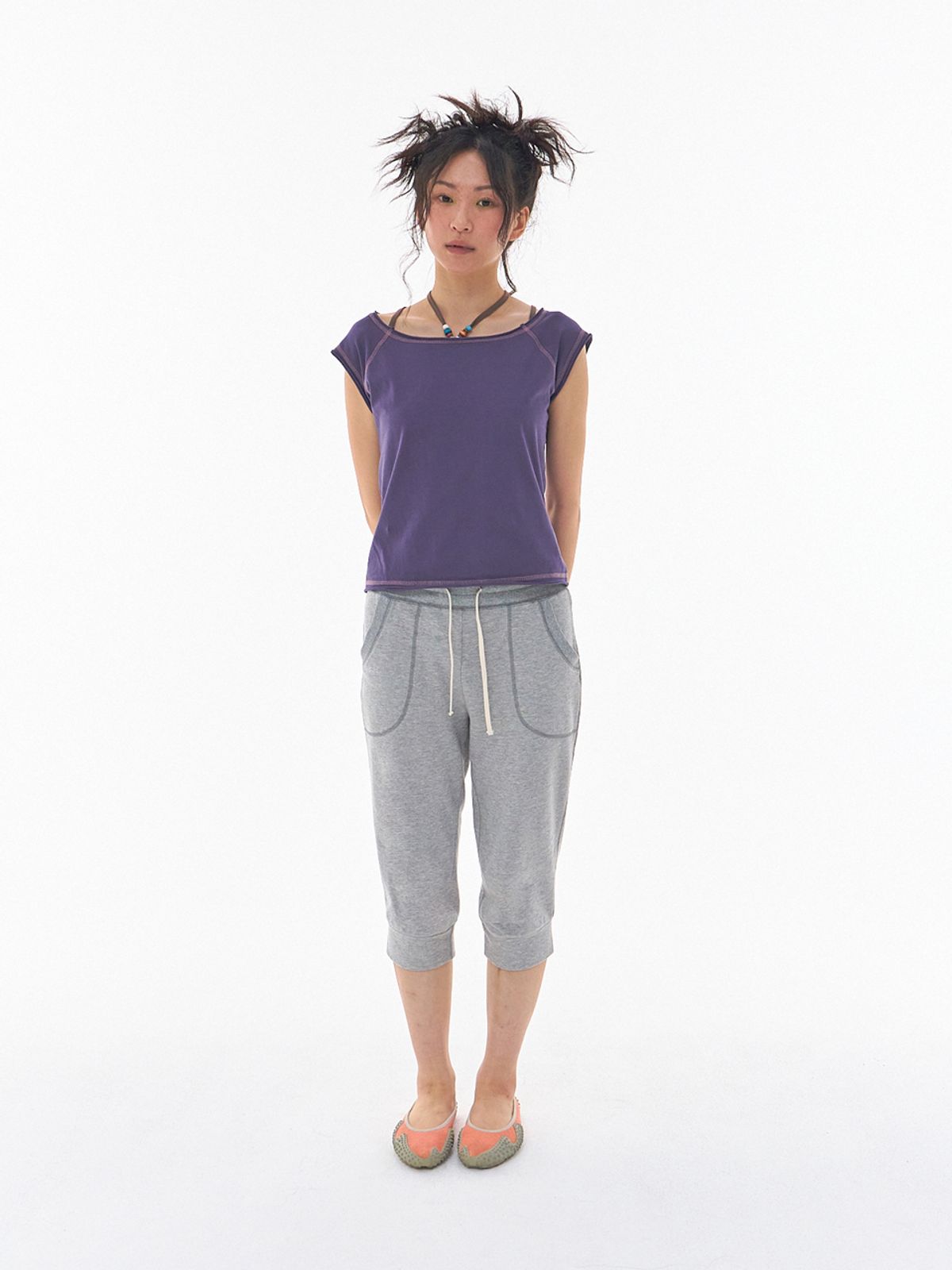 익스파이어드걸(EXPIRED GIRL) Easy Cropped Pants Melange Grey