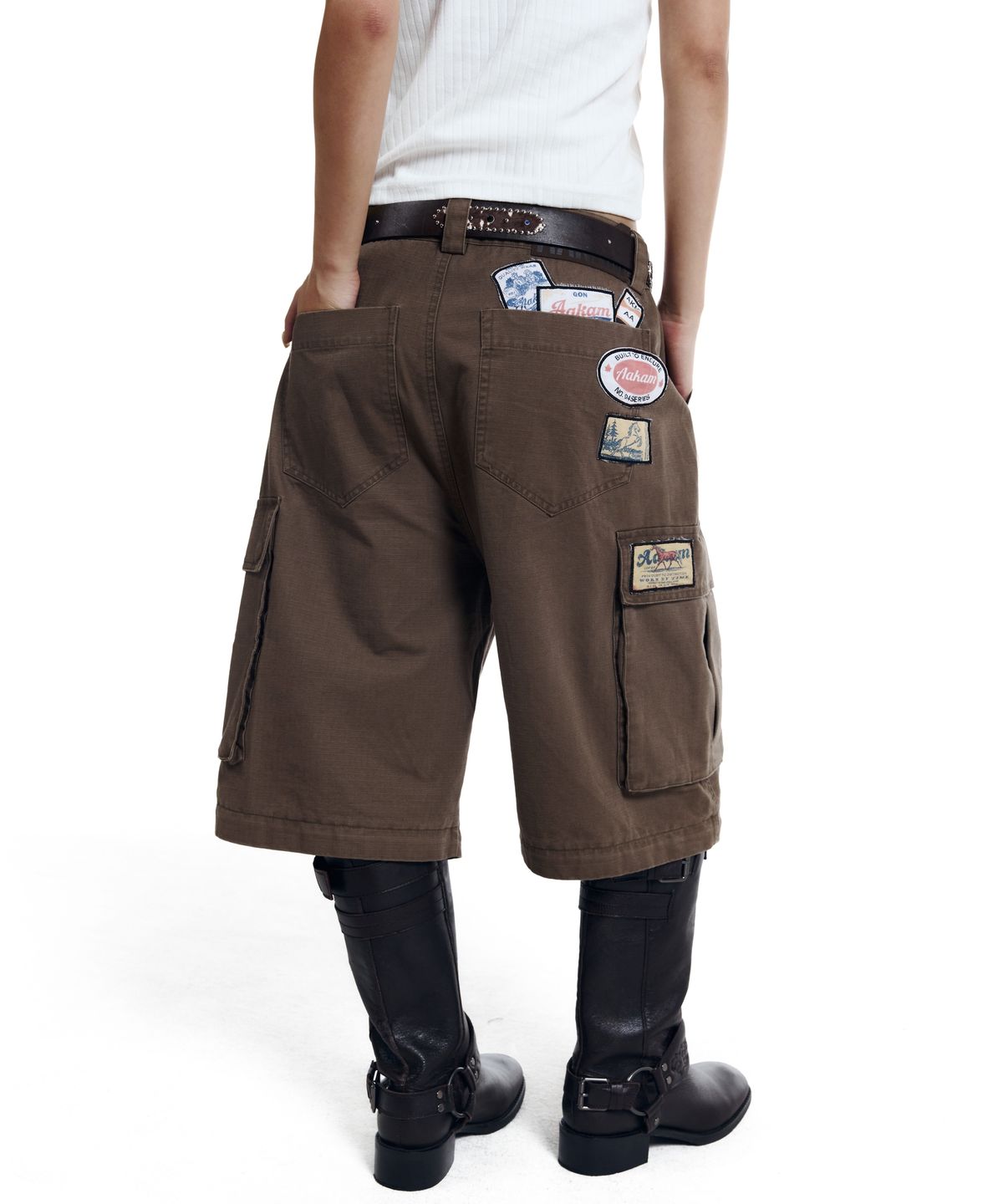 아캄(AAKAM) Patch Cargo Bermuda Pants (Brown)