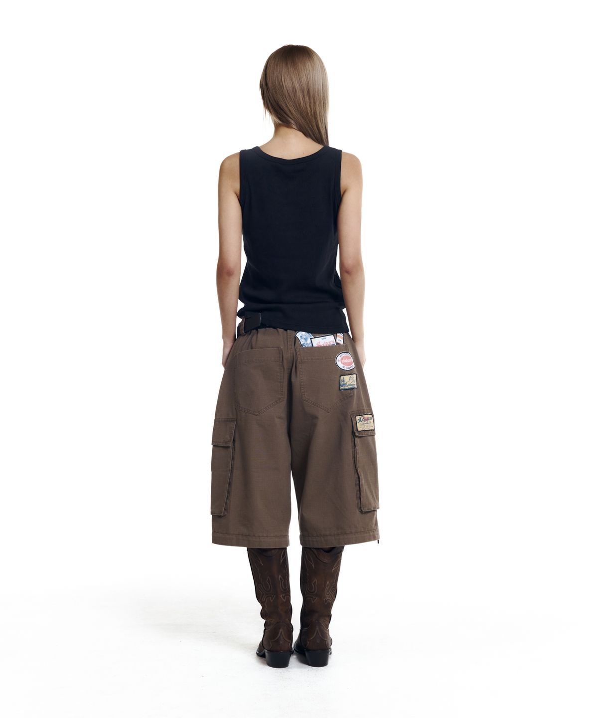 아캄(AAKAM) Patch Cargo Bermuda Pants (Brown)