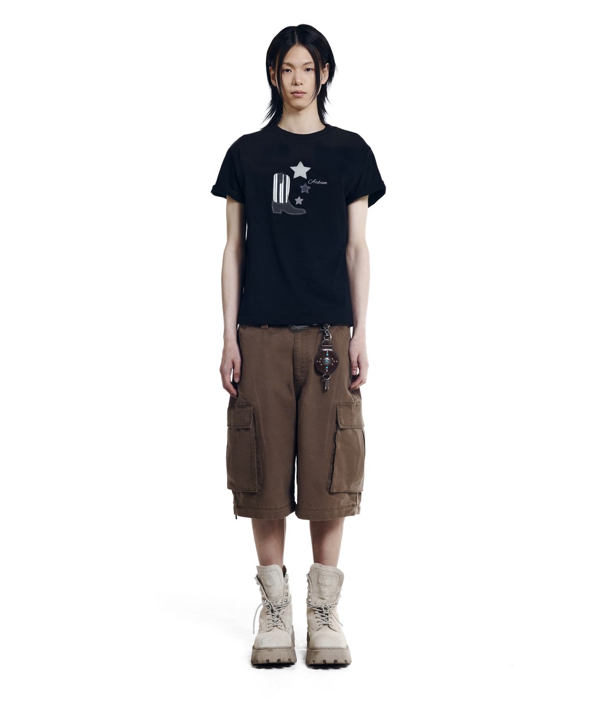 아캄(AAKAM) Patch Cargo Bermuda Pants (Brown)