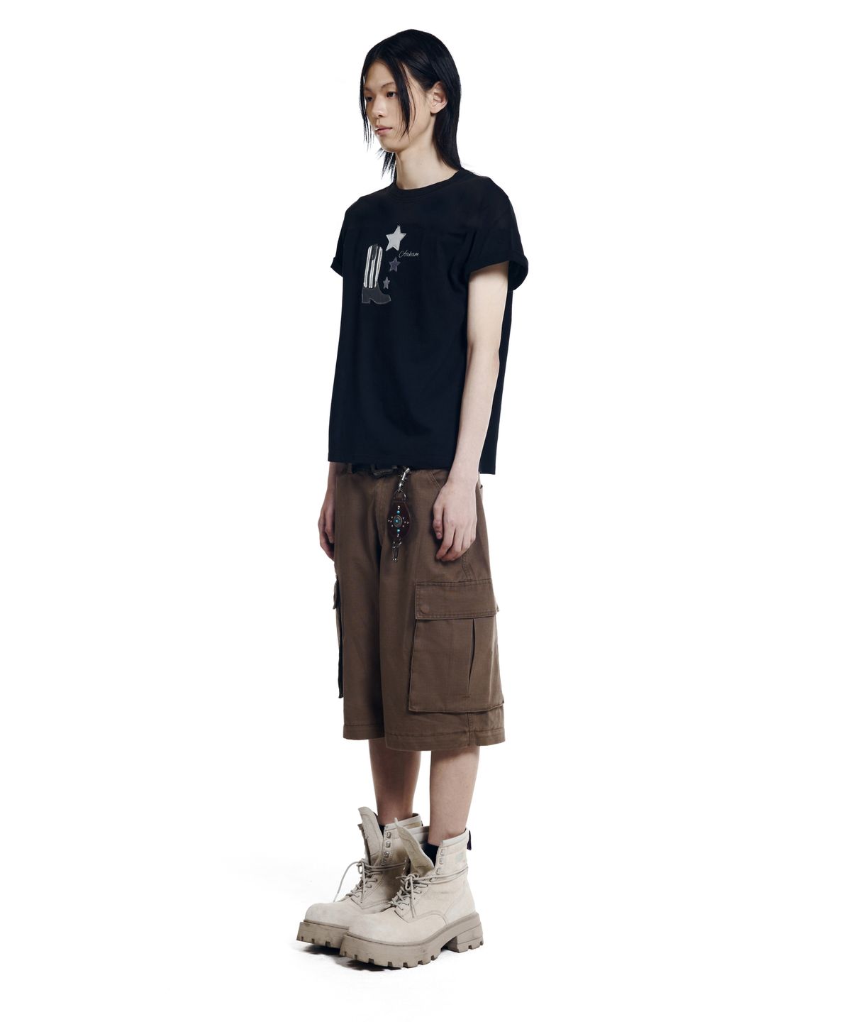 아캄(AAKAM) Patch Cargo Bermuda Pants (Brown)