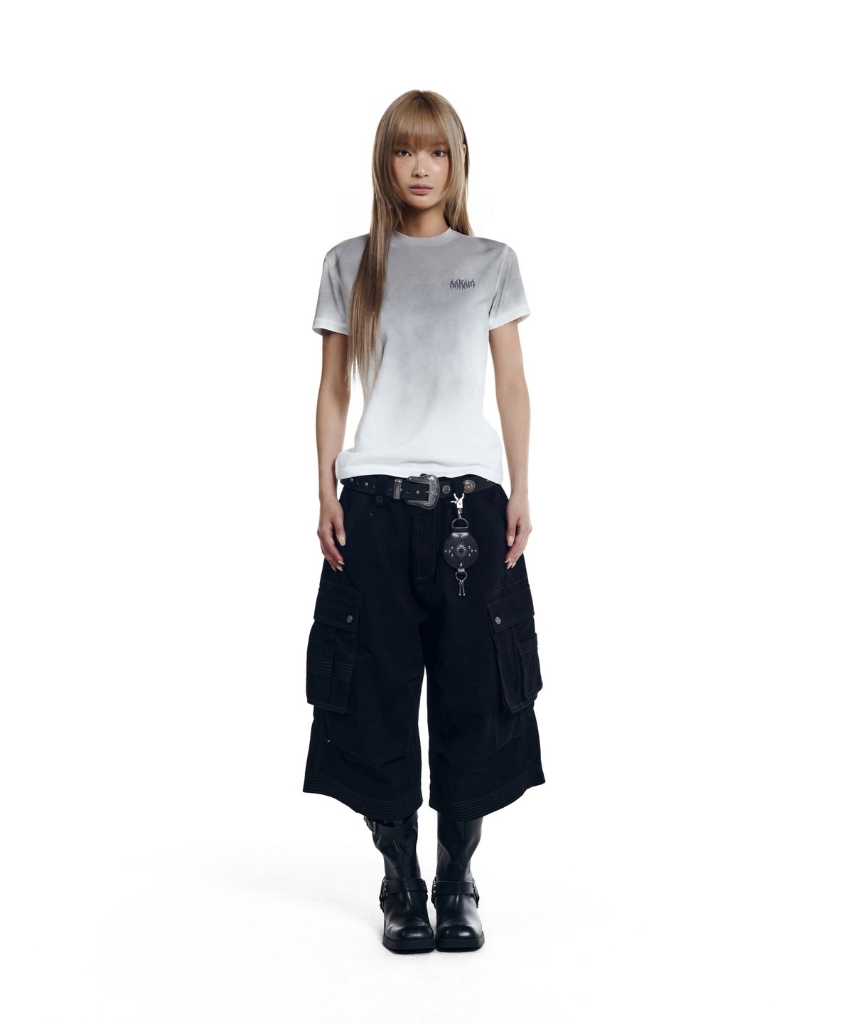 아캄(AAKAM) Patch Cargo Bermuda Pants (Black)