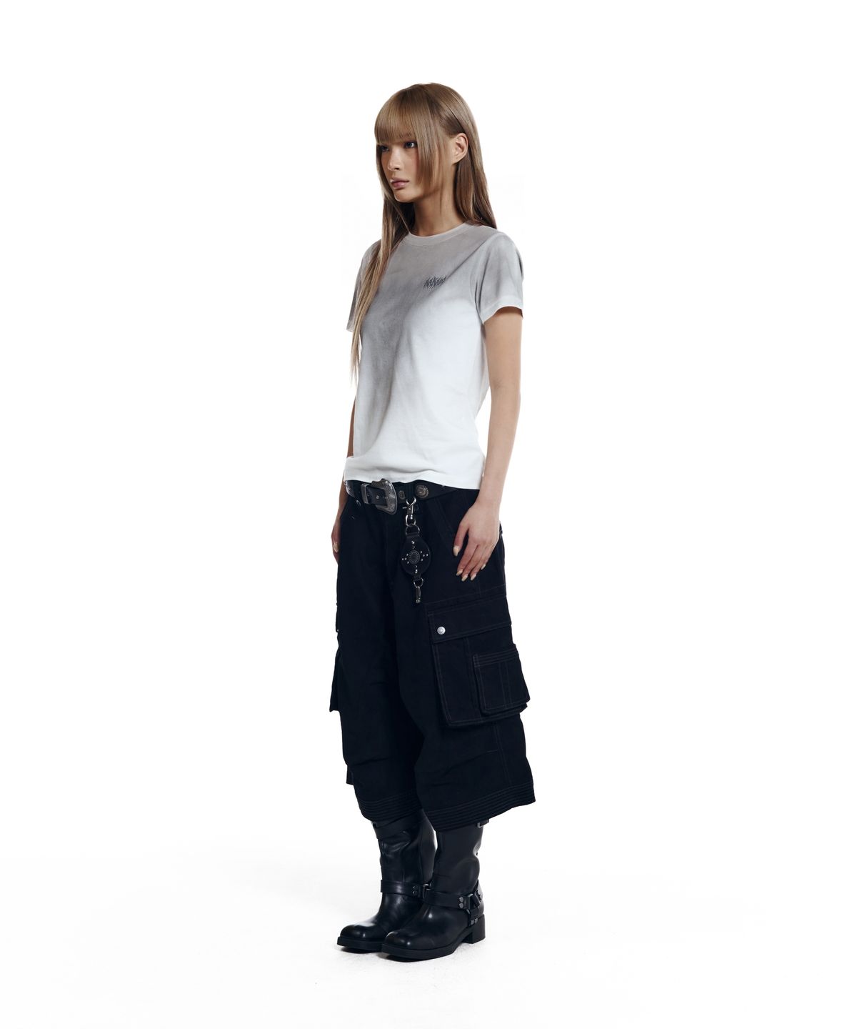 아캄(AAKAM) Patch Cargo Bermuda Pants (Black)