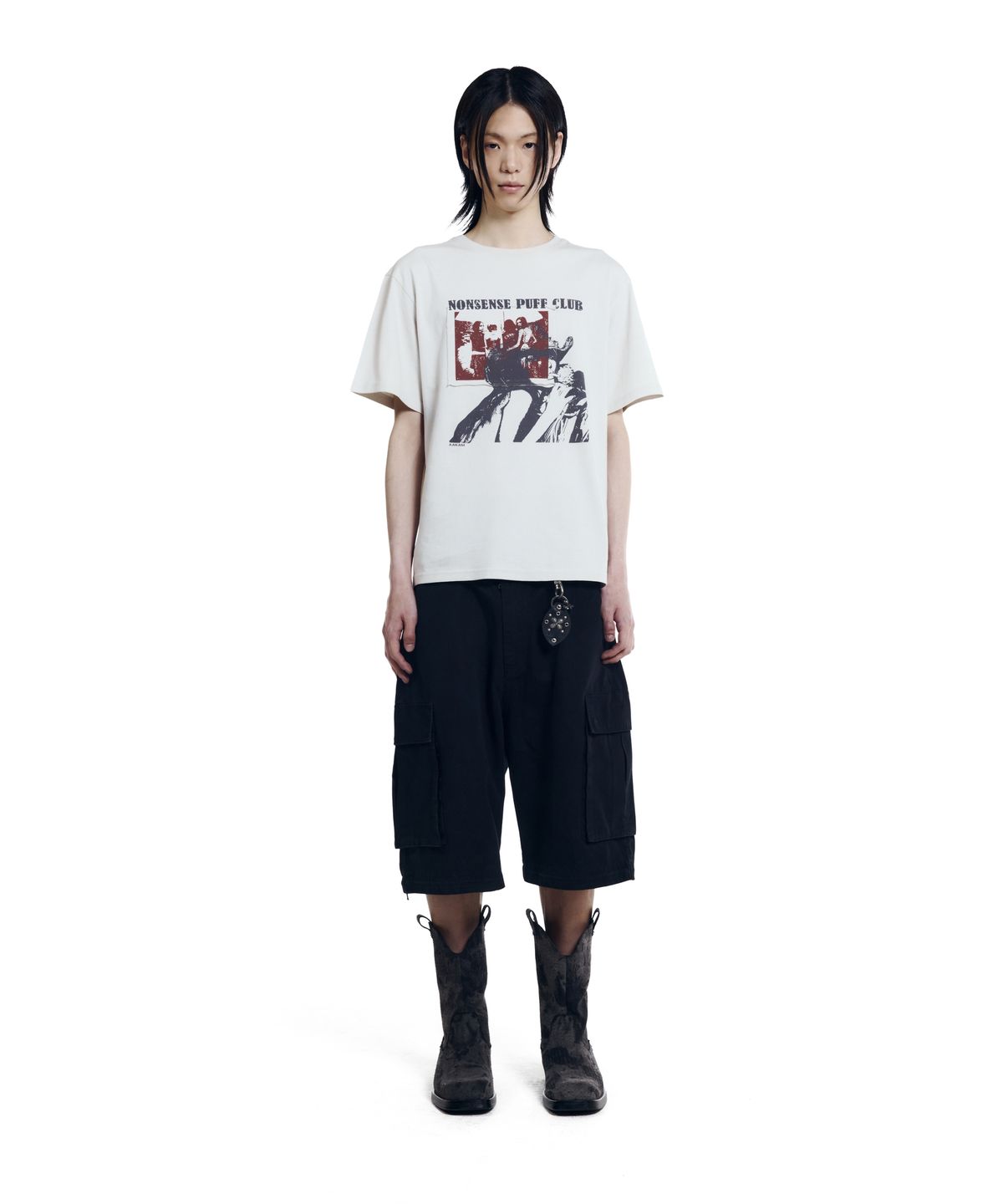 아캄(AAKAM) Patch Cargo Bermuda Pants (Black)
