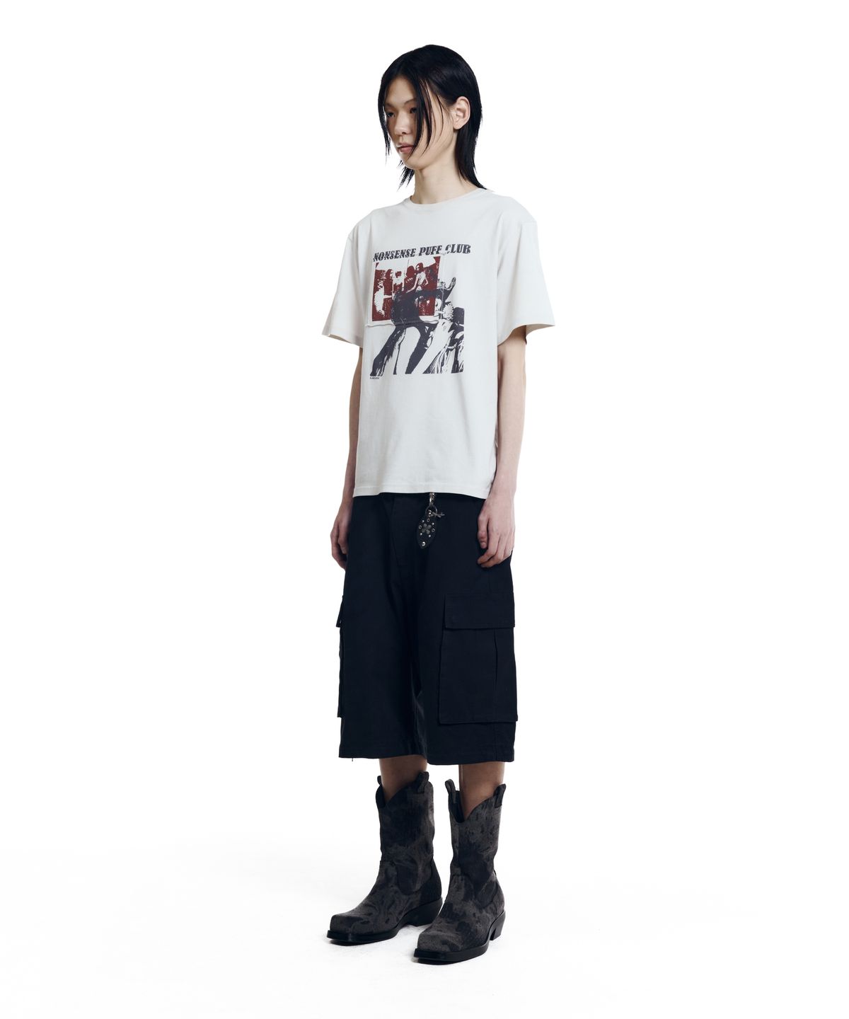 아캄(AAKAM) Patch Cargo Bermuda Pants (Black)