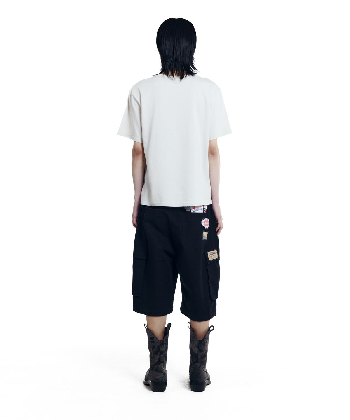 아캄(AAKAM) Patch Cargo Bermuda Pants (Black)