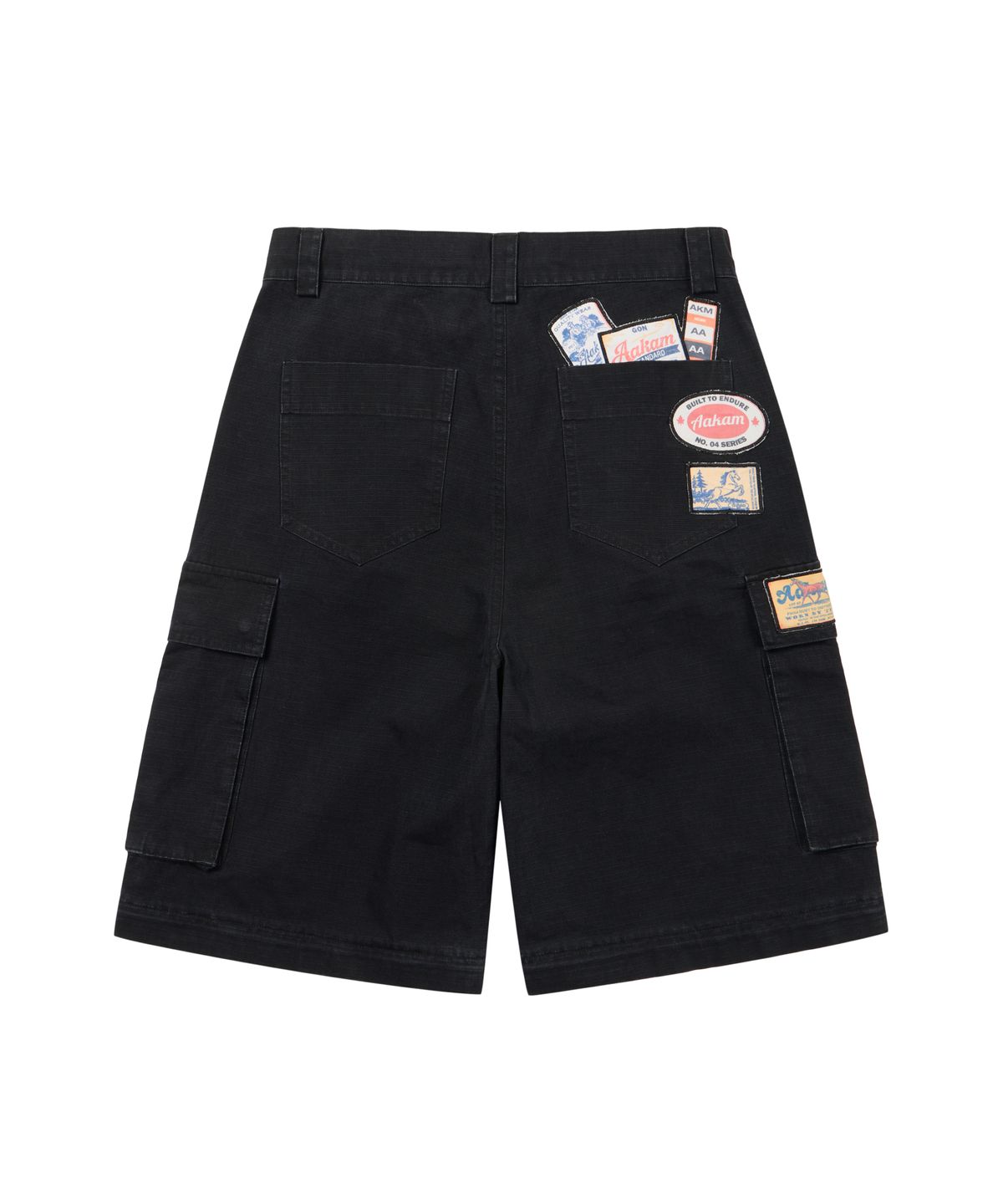 아캄(AAKAM) Patch Cargo Bermuda Pants (Black)