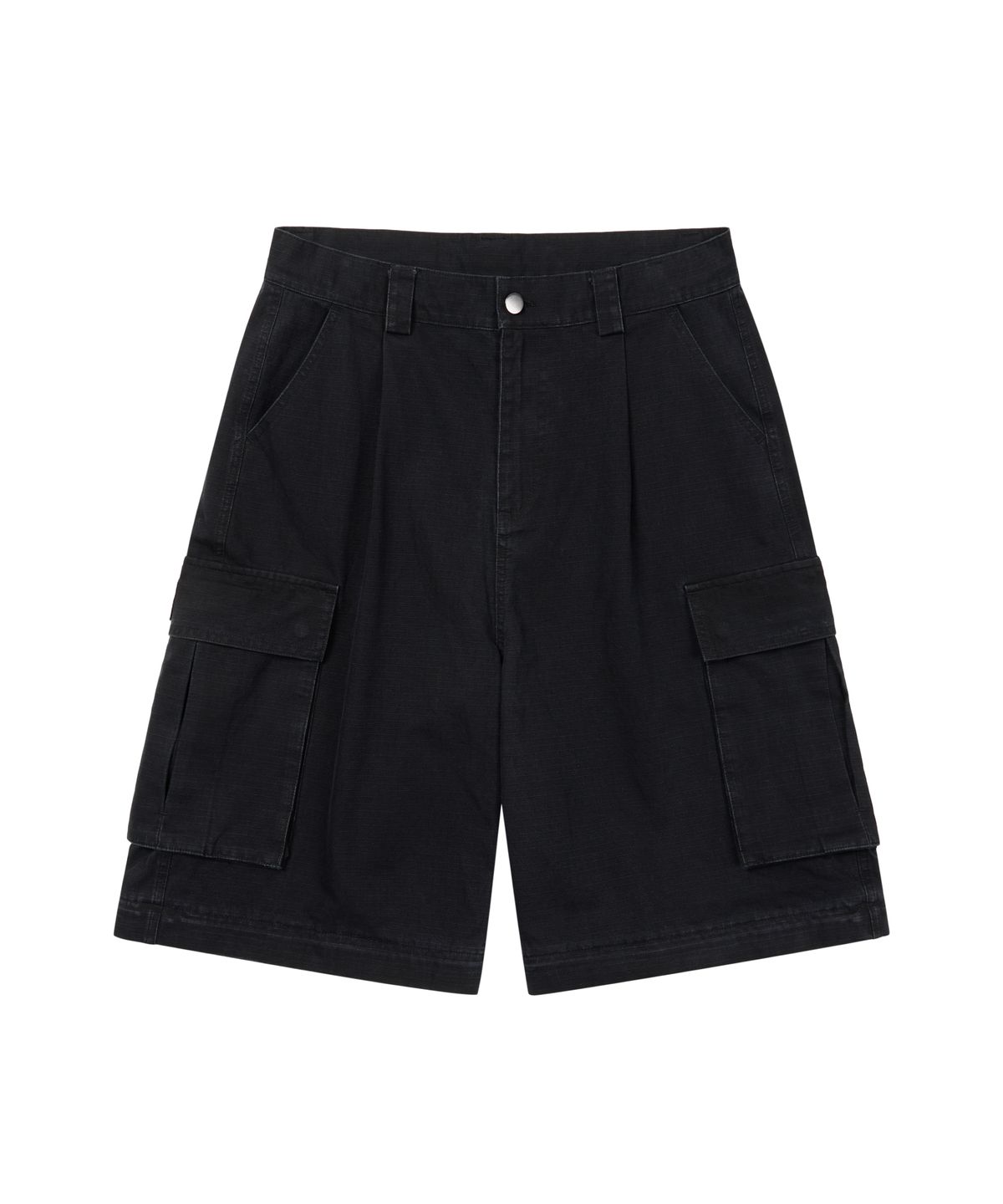 아캄(AAKAM) Patch Cargo Bermuda Pants (Black)
