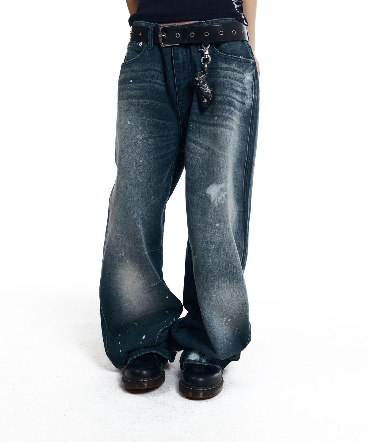 아캄(AAKAM) Splatter Painted Denim Pants (Blue)