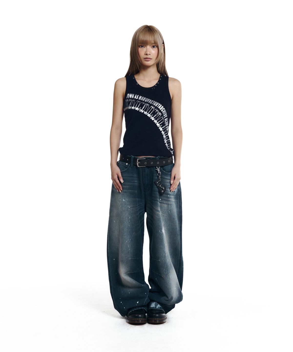 아캄(AAKAM) Splatter Painted Denim Pants (Blue)