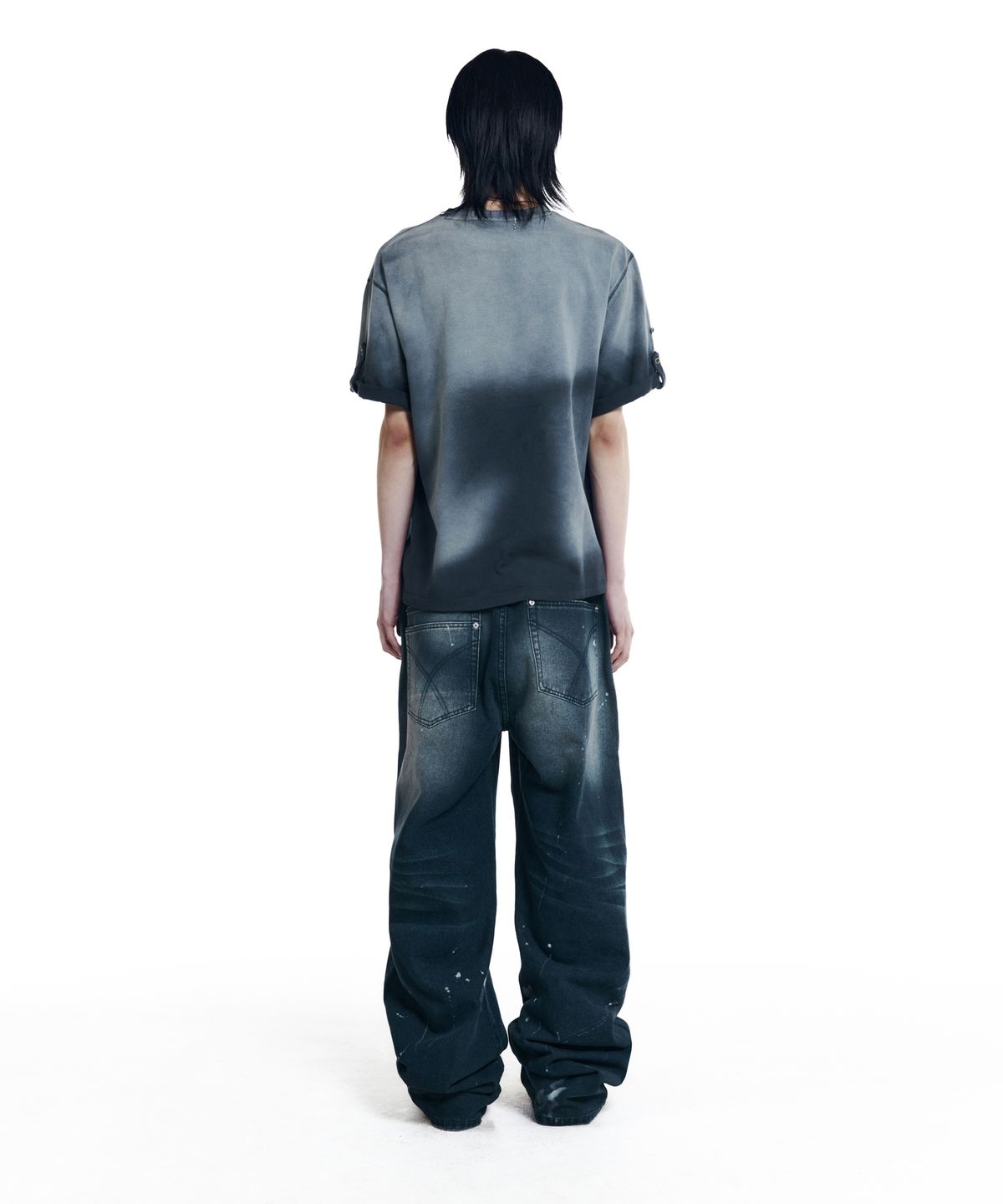 아캄(AAKAM) Splatter Painted Denim Pants (Blue)