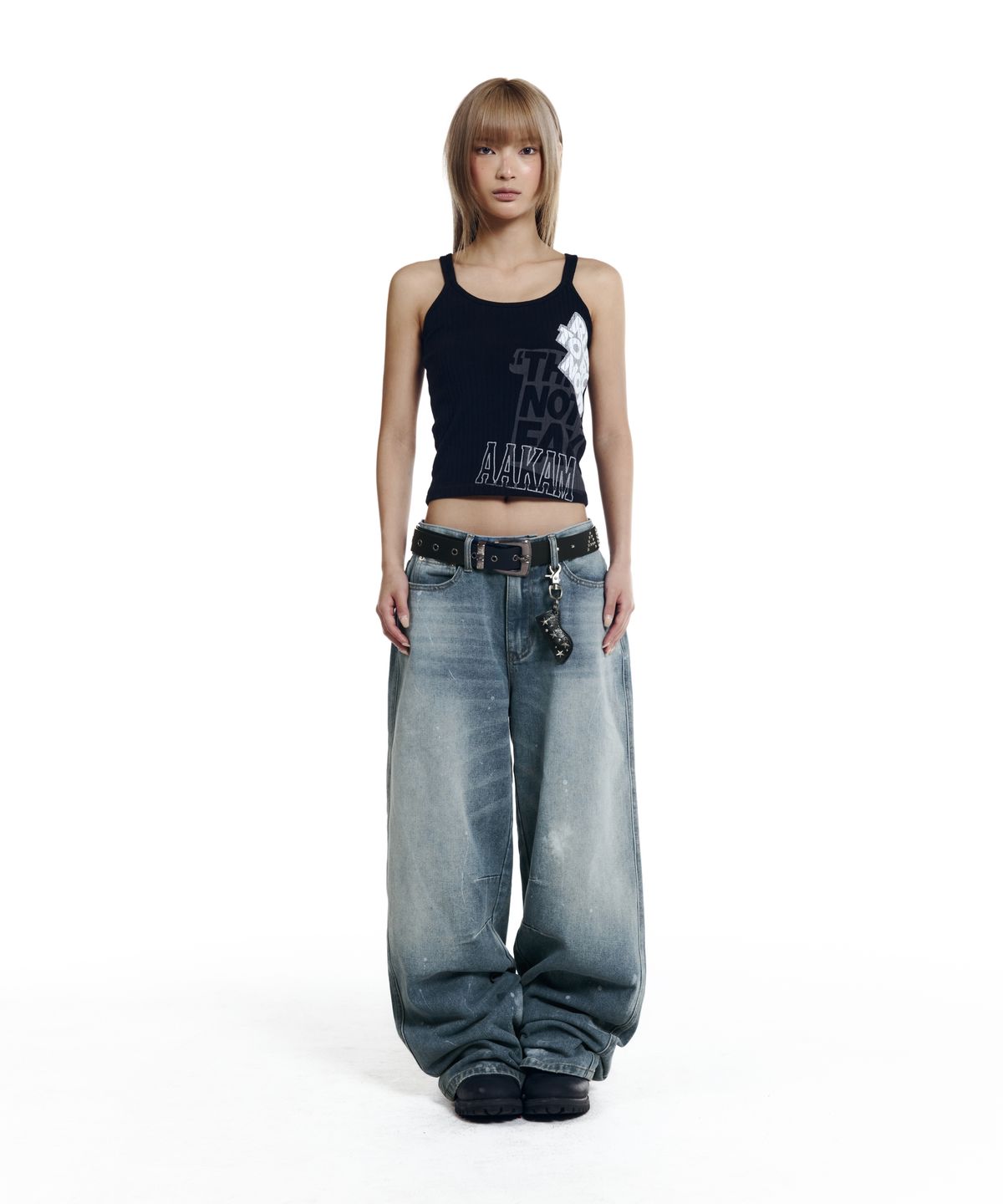 아캄(AAKAM) Splatter Painted Denim Pants (Sky Blue)