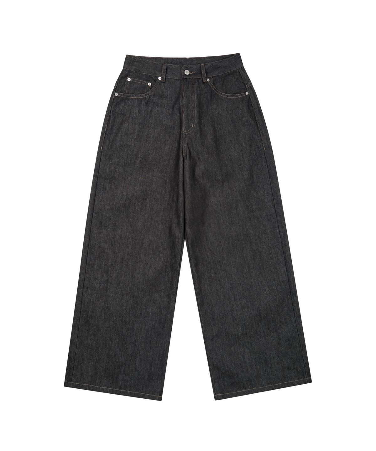 아캄(AAKAM) Leather Label Denim Pants (Blue)
