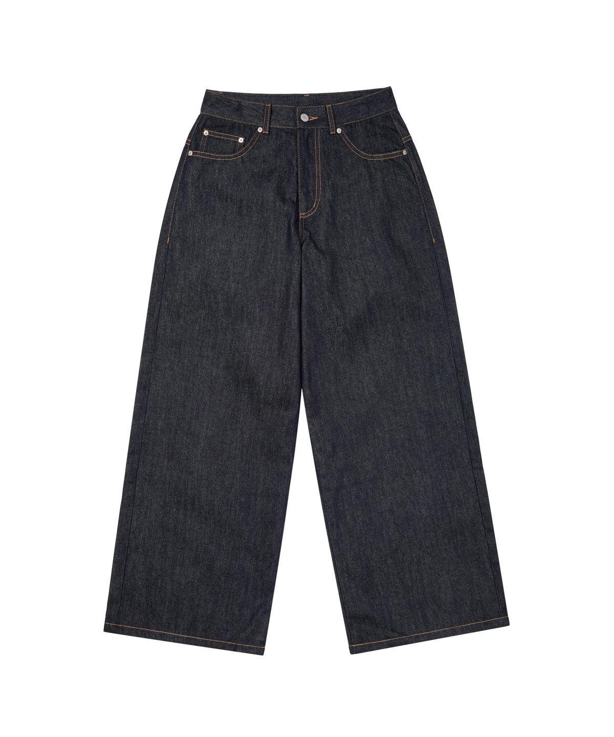 아캄(AAKAM) Leather Label Denim Pants (Black)