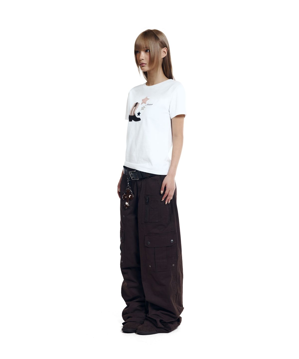 아캄(AAKAM) Shirring Utility Cargo Pants (Brown)