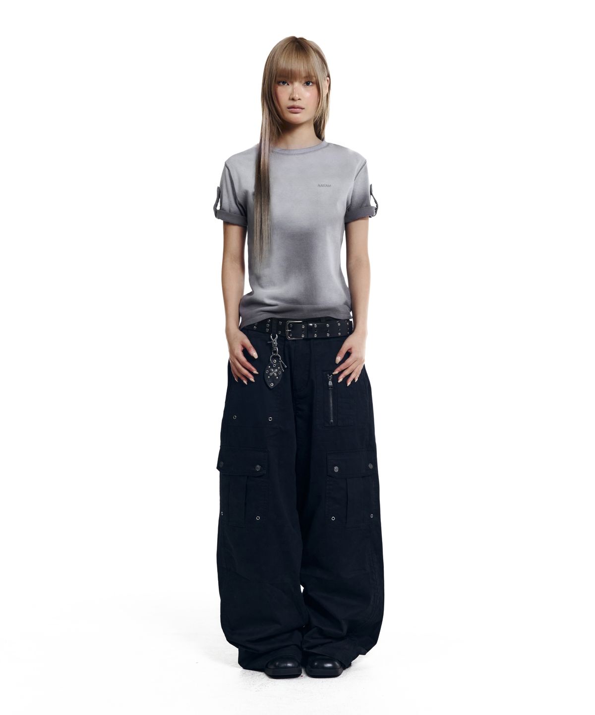 아캄(AAKAM) Shirring Utility Cargo Pants (Black)