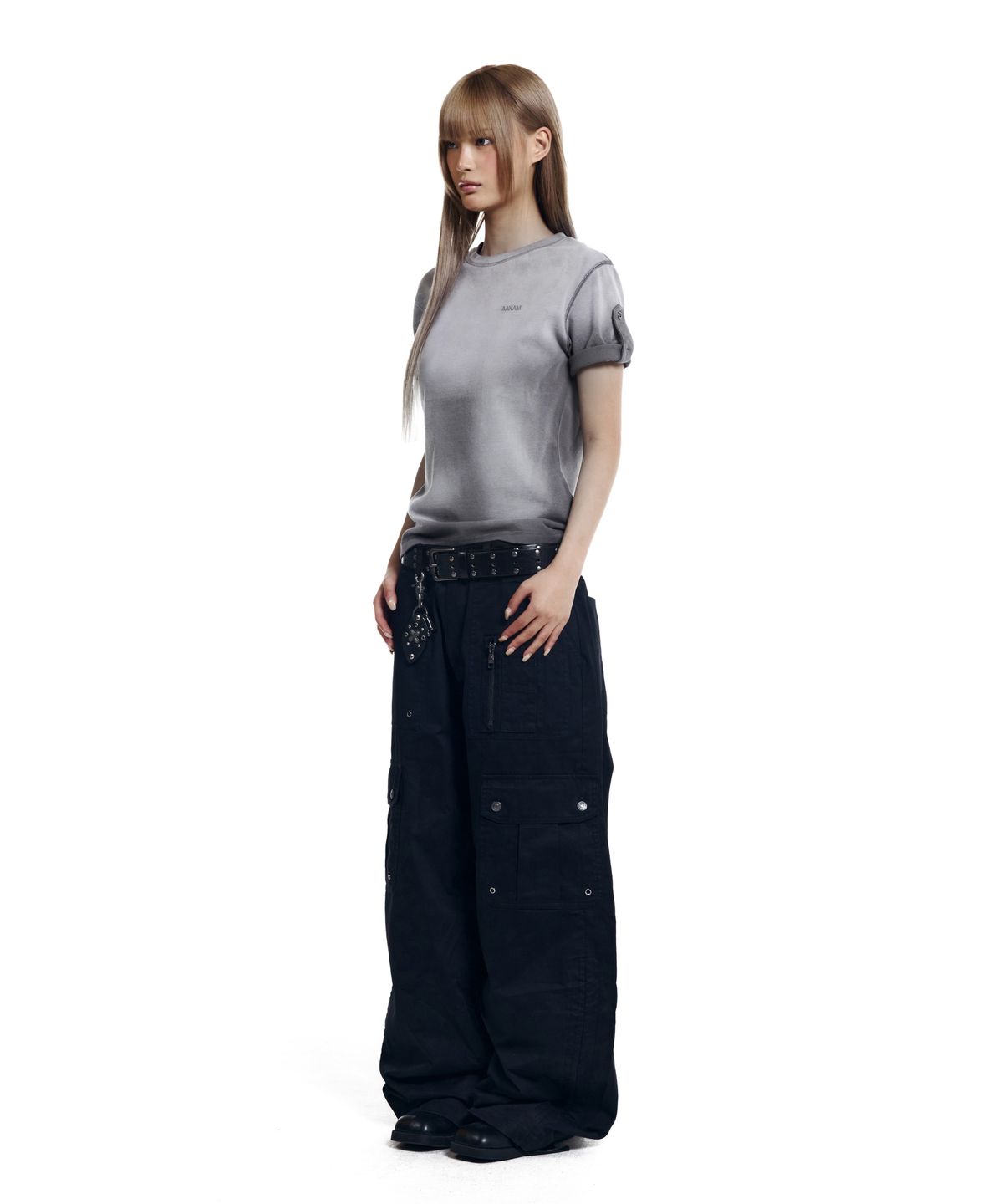 아캄(AAKAM) Shirring Utility Cargo Pants (Black)
