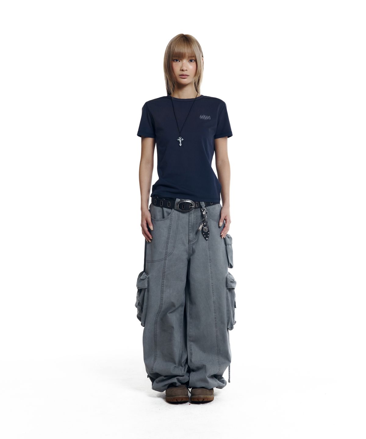 아캄(AAKAM) Heavy Cargo Shirring Pants (Gray)
