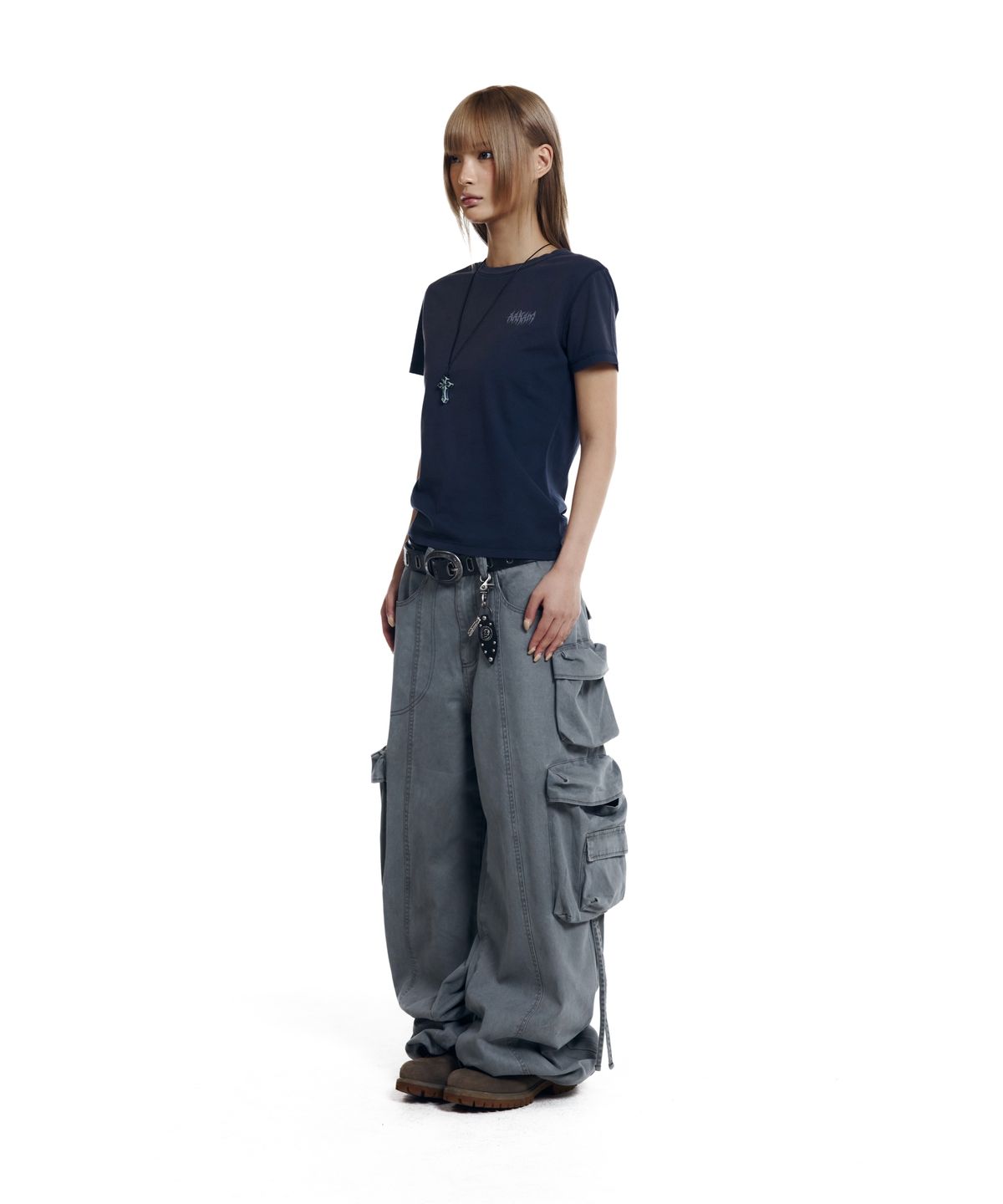 아캄(AAKAM) Heavy Cargo Shirring Pants (Gray)