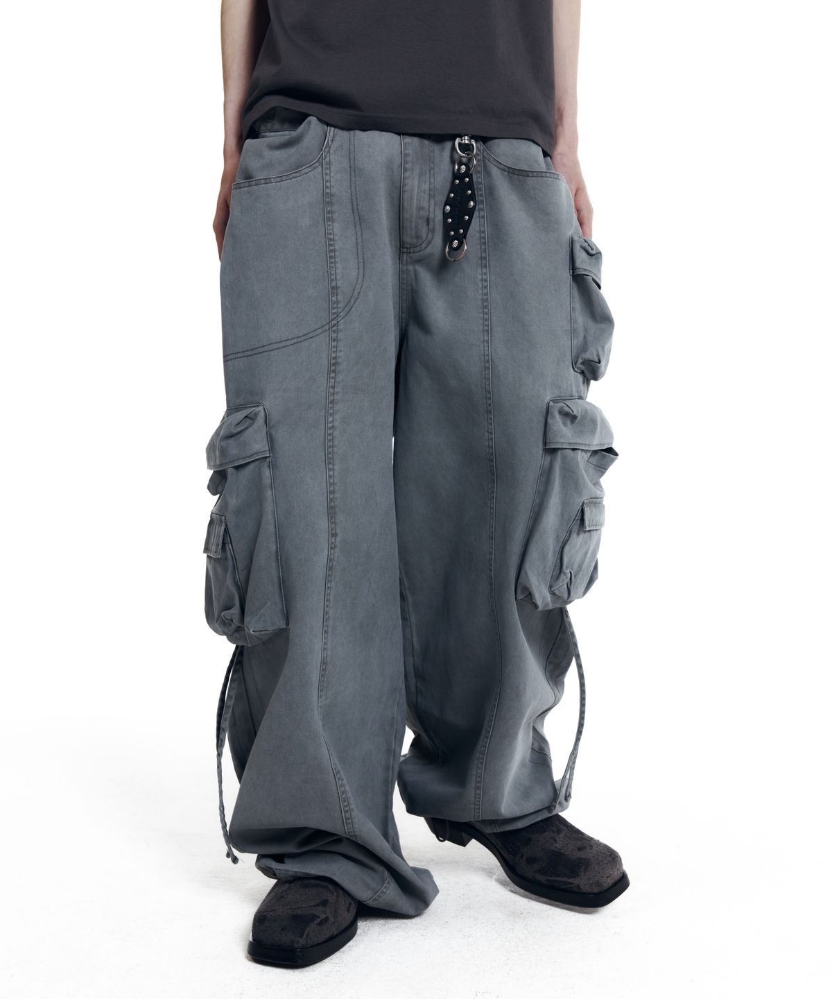 아캄(AAKAM) Heavy Cargo Shirring Pants (Gray)