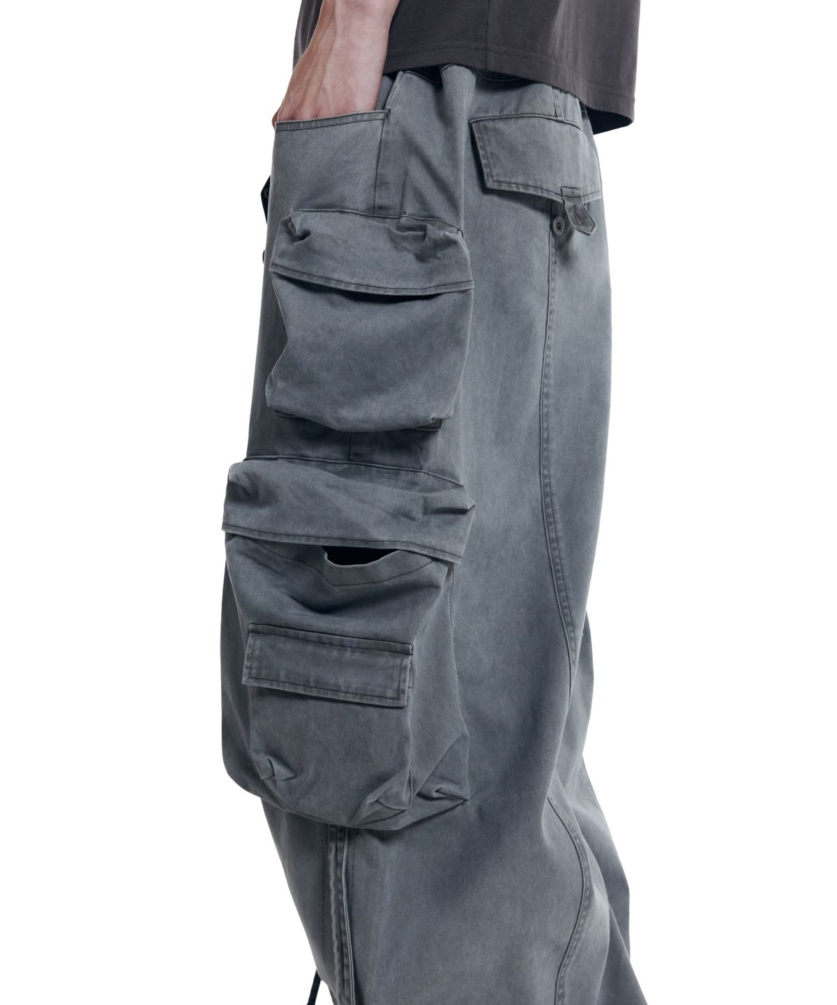 아캄(AAKAM) Heavy Cargo Shirring Pants (Gray)