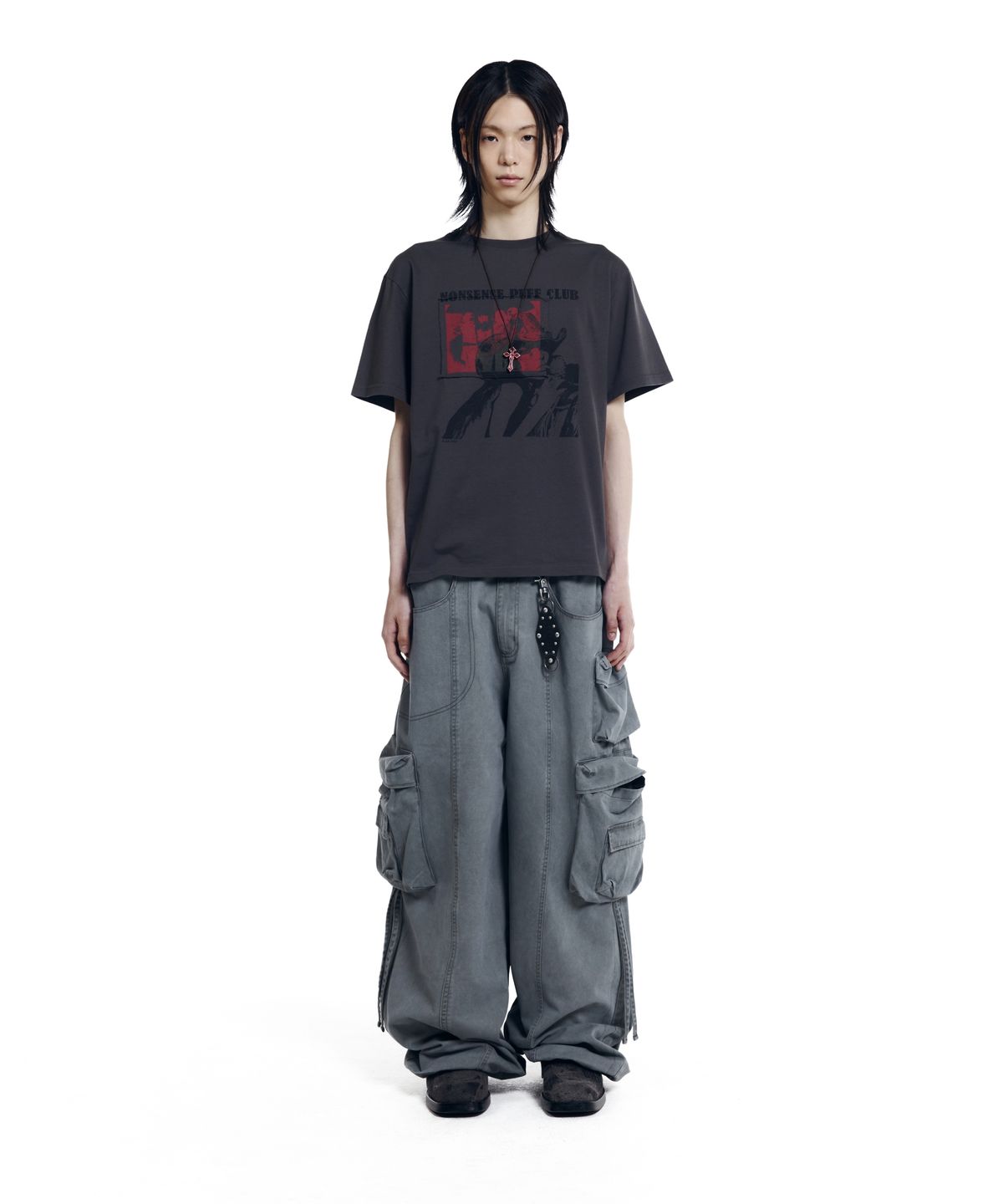 아캄(AAKAM) Heavy Cargo Shirring Pants (Gray)