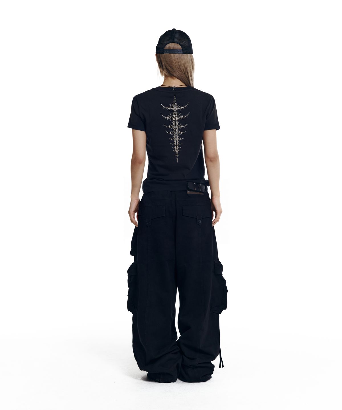아캄(AAKAM) Heavy Cargo Shirring Pants (Black)