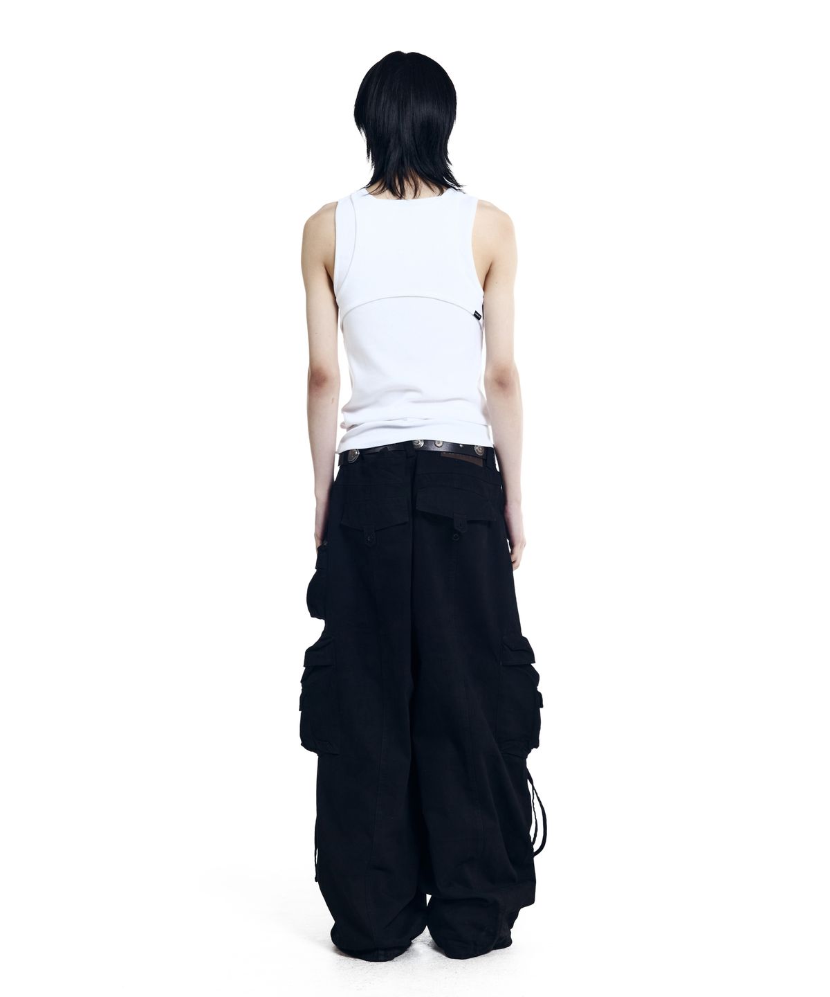 아캄(AAKAM) Heavy Cargo Shirring Pants (Black)