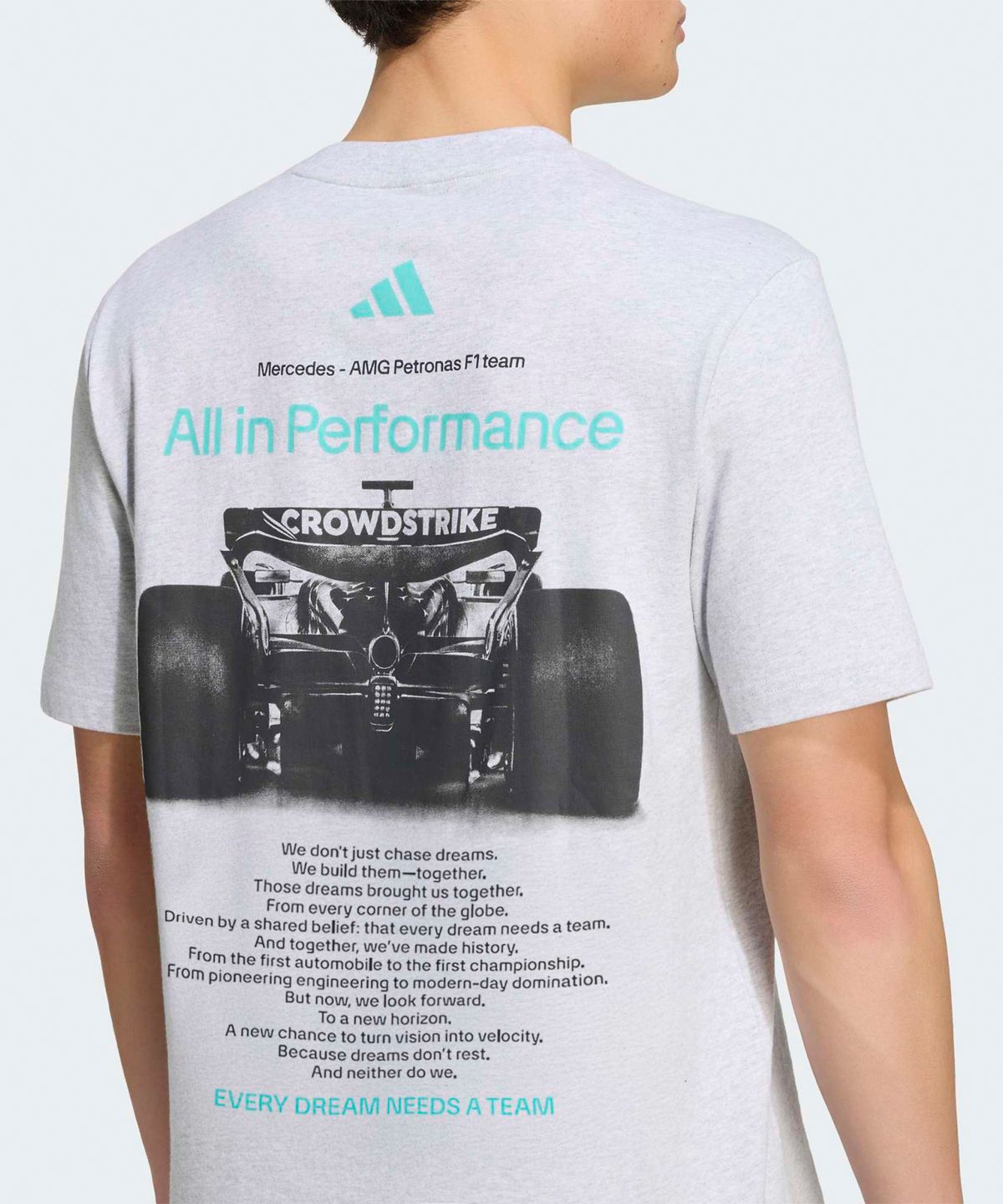 아디다스(ADIDAS) 메르세데스 AMG 페트로나스 F1 팀 그래픽 티셔츠 - 라이트그레이 / HY8001