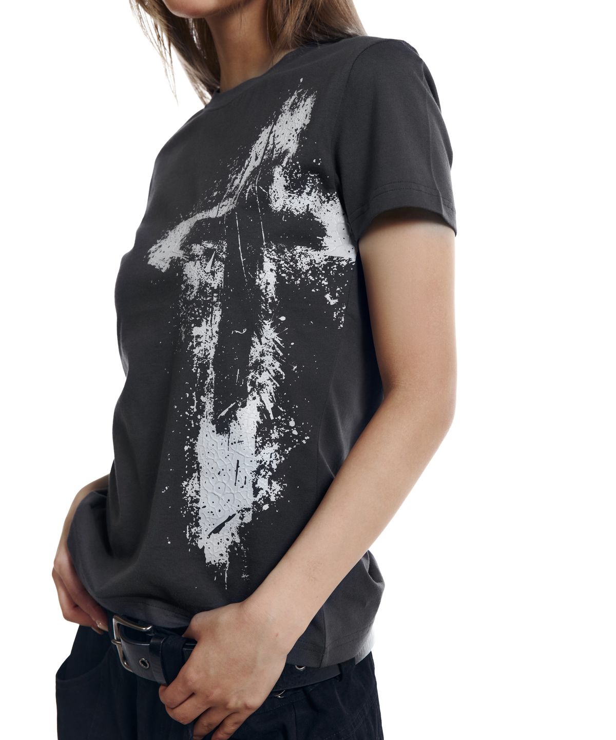 아캄(AAKAM) Splatter Painted CROS2 Half Top (Charcoal)