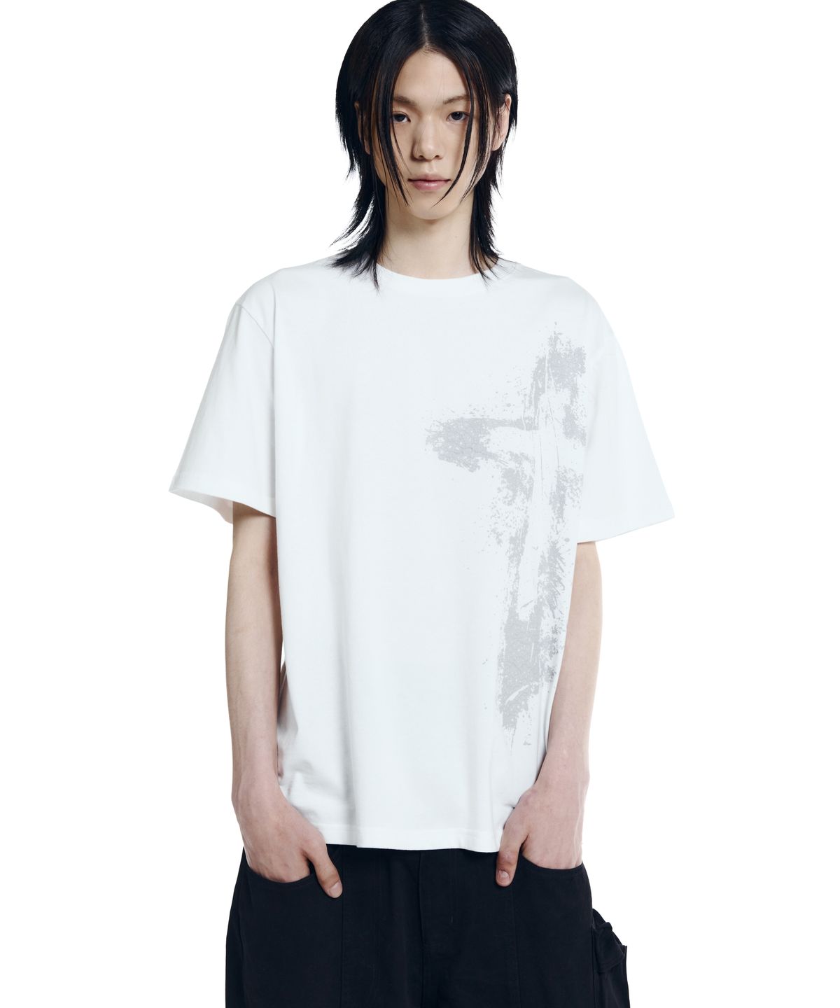 아캄(AAKAM) Splatter Painted CROS2 Half Top (White)