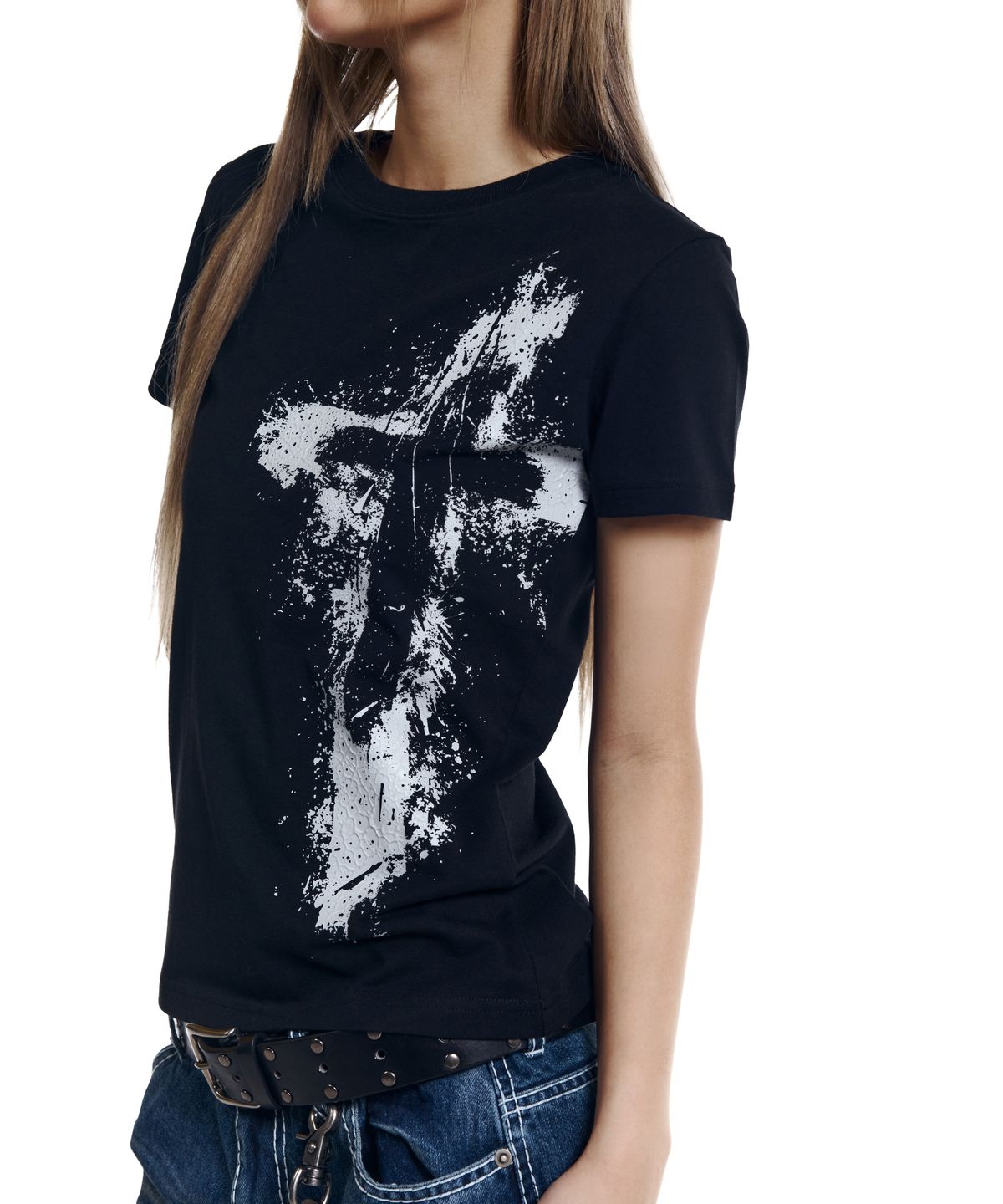 아캄(AAKAM) Splatter Painted CROS2 Half Top (Black)